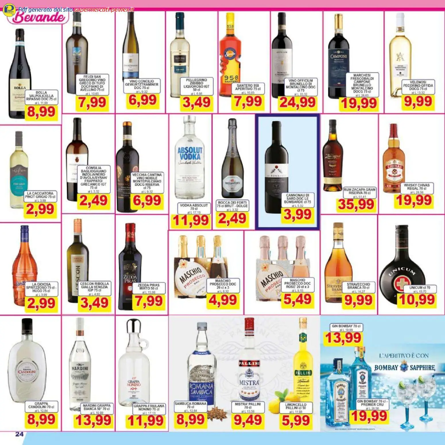Volantino Pewex del 17.03.2026 | Pagina: 24 | Prodotti: Prosecco, Rum, Grappa, Aperitivo