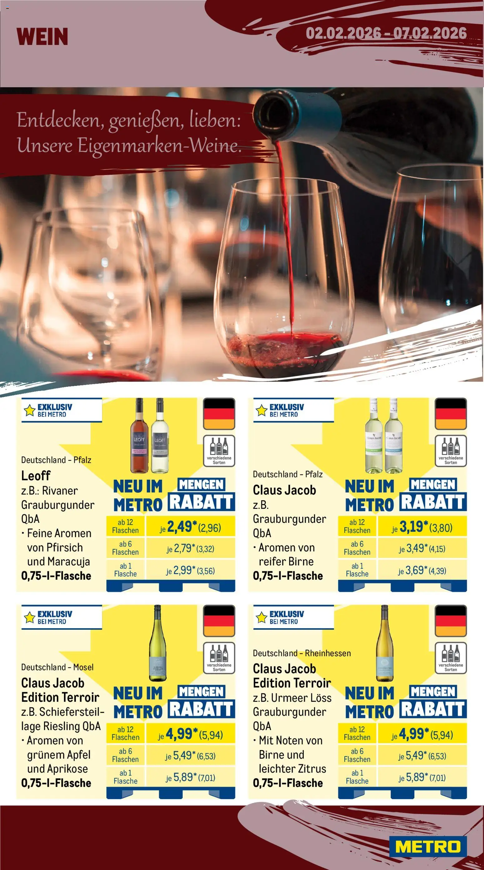 Metro Prospekt 	 – gültig ab 02.02.2026 | Seite: 14 | Produkte: Äpfel, Pfirsich, Birne, Wein