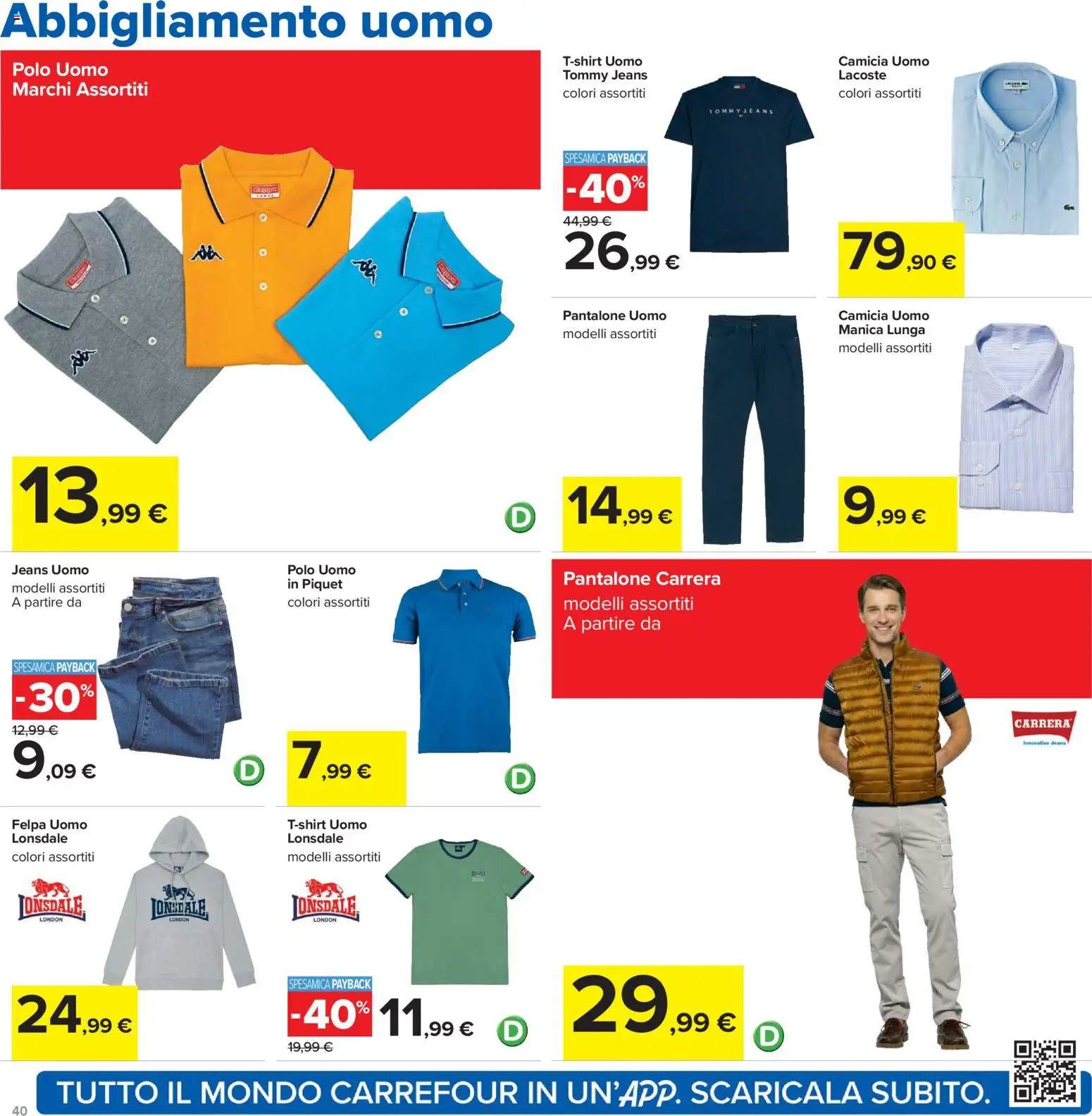 Volantino Carrefour del 26.03.2026 | Pagina: 40 | Prodotti: Camicia, Felpa, Jeans, Polo