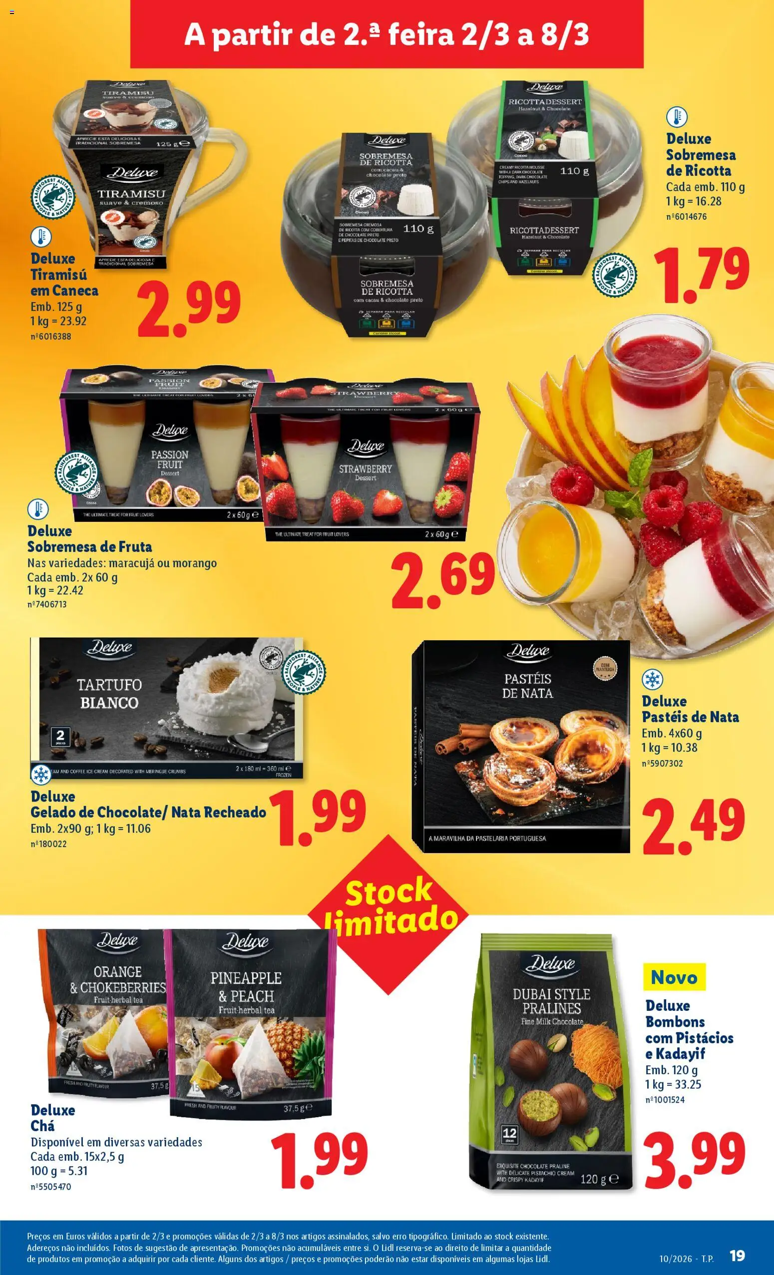 Lidl folheto │ válido de 02.03.2026 | Página: 19 | Produtos: Chocolates, Gelado, Chá, Nata