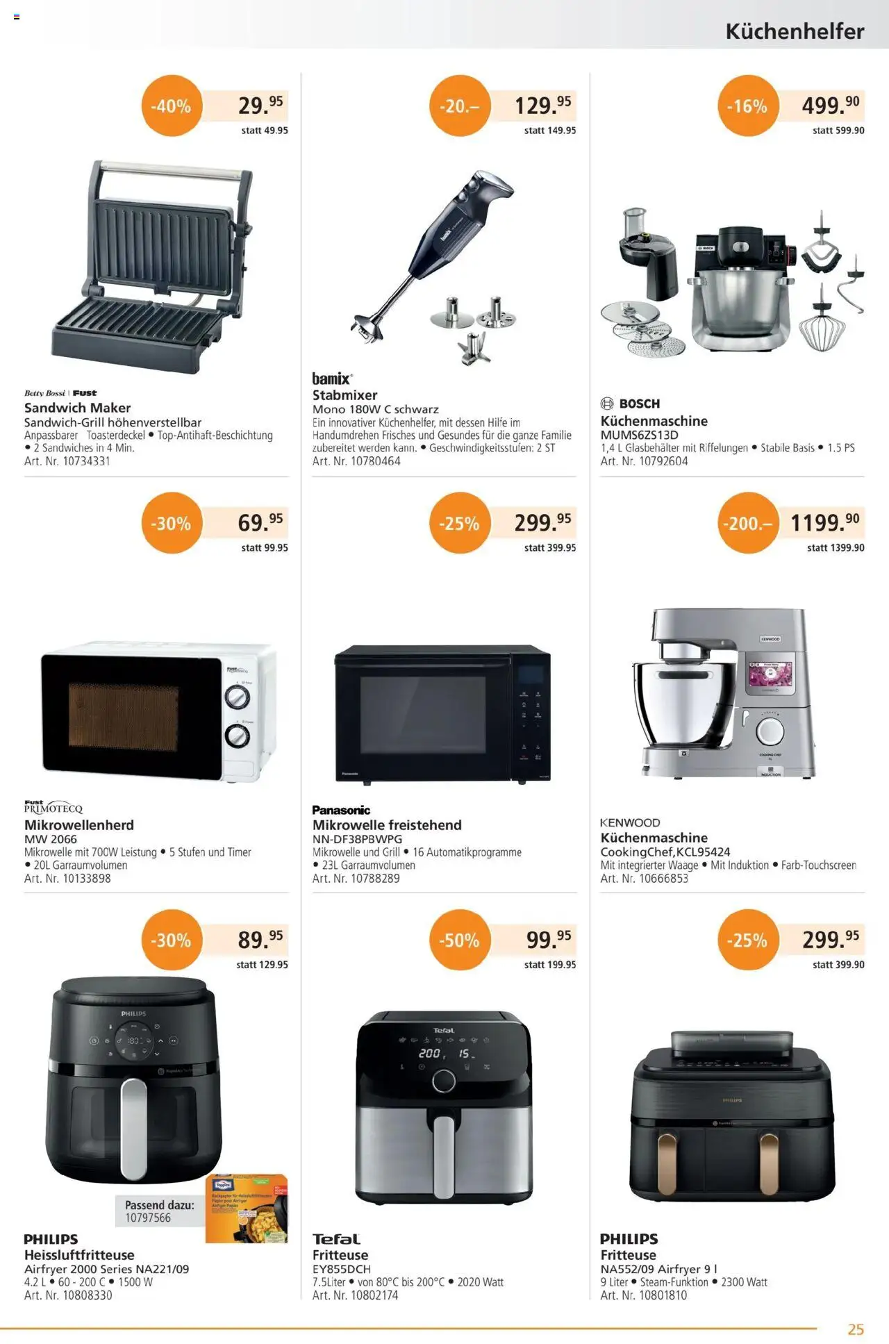 Fust Aktionen ab 23.06.2025 | Seite: 25 | Produkte: Stabmixer, Heißluftfritteuse, Mikrowelle, Philips