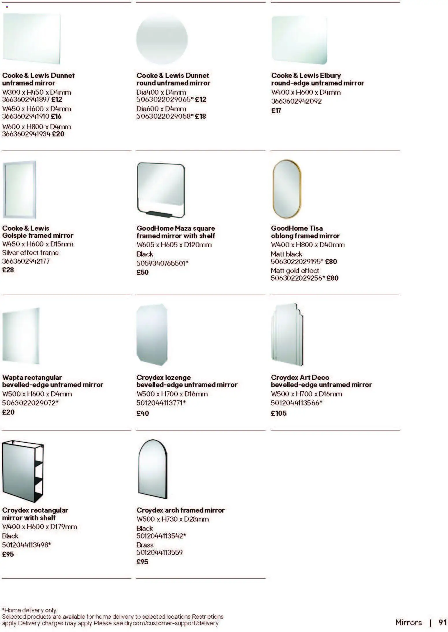 {H1} | Page: 91 | Products: Shelf, Mirror