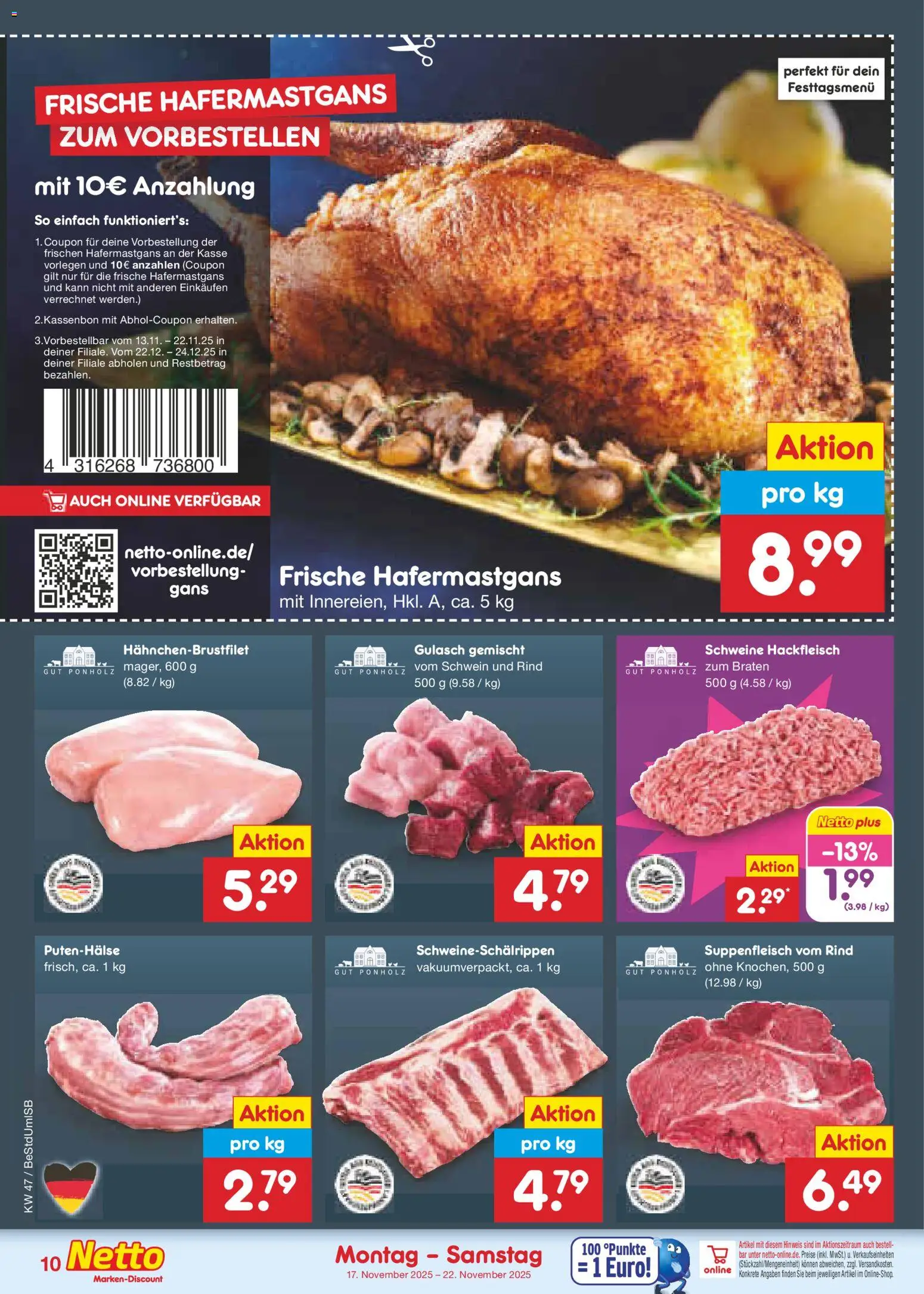 Netto Marken-Discount - Black Friday – gültig ab 17.11.2025 | Seite: 10 | Produkte: Gulasch, Suppenfleisch, Hackfleisch