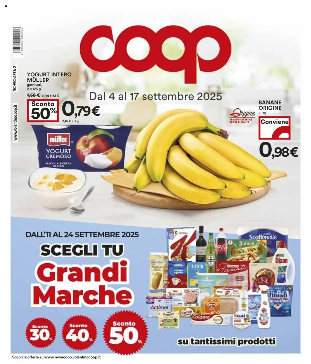 Volantino COOP del 04.09.2025 | Pagina: 1 | Prodotti: Yogurt, Banane, Pesca, Plumcake