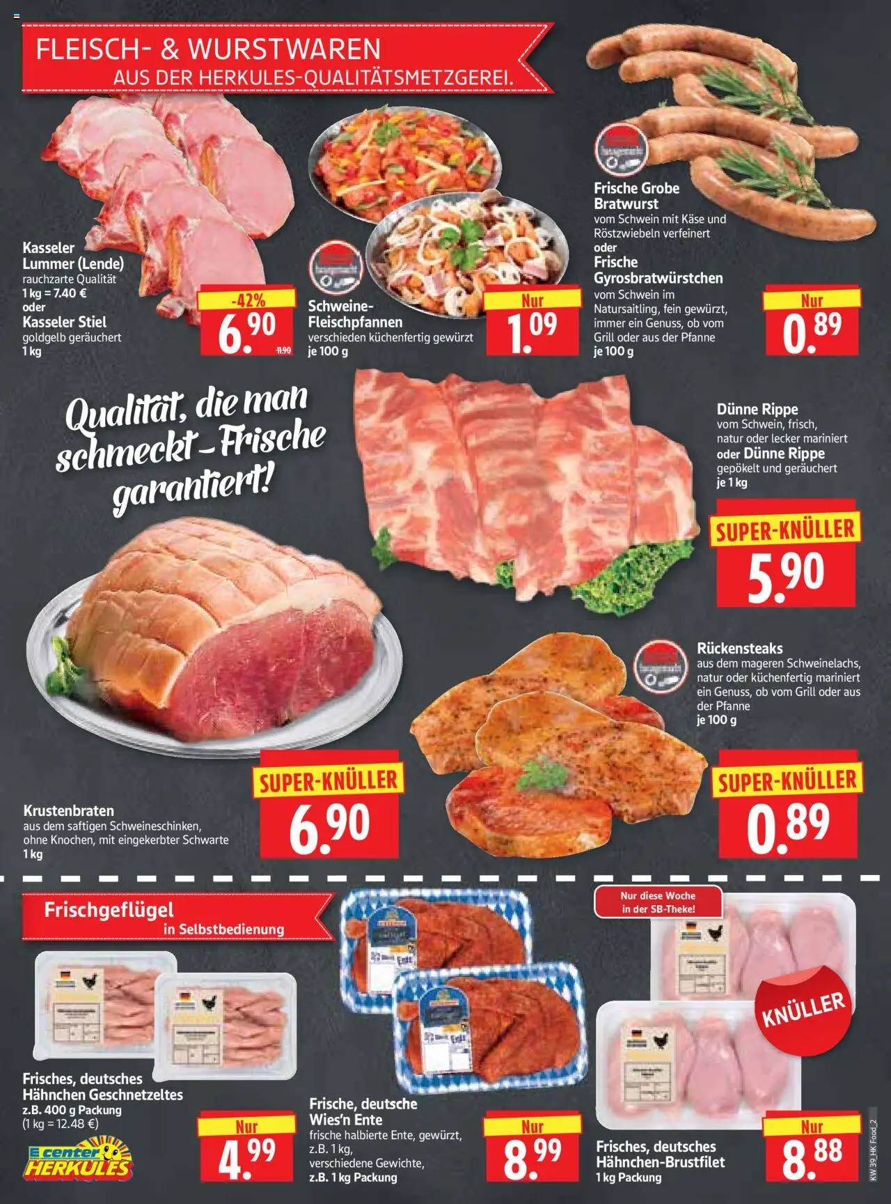 HERKULES Prospekt 	 – gültig ab 22.09.2025 | Seite: 2 | Produkte: Käse, Bratwurst, Krustenbraten, Fleisch