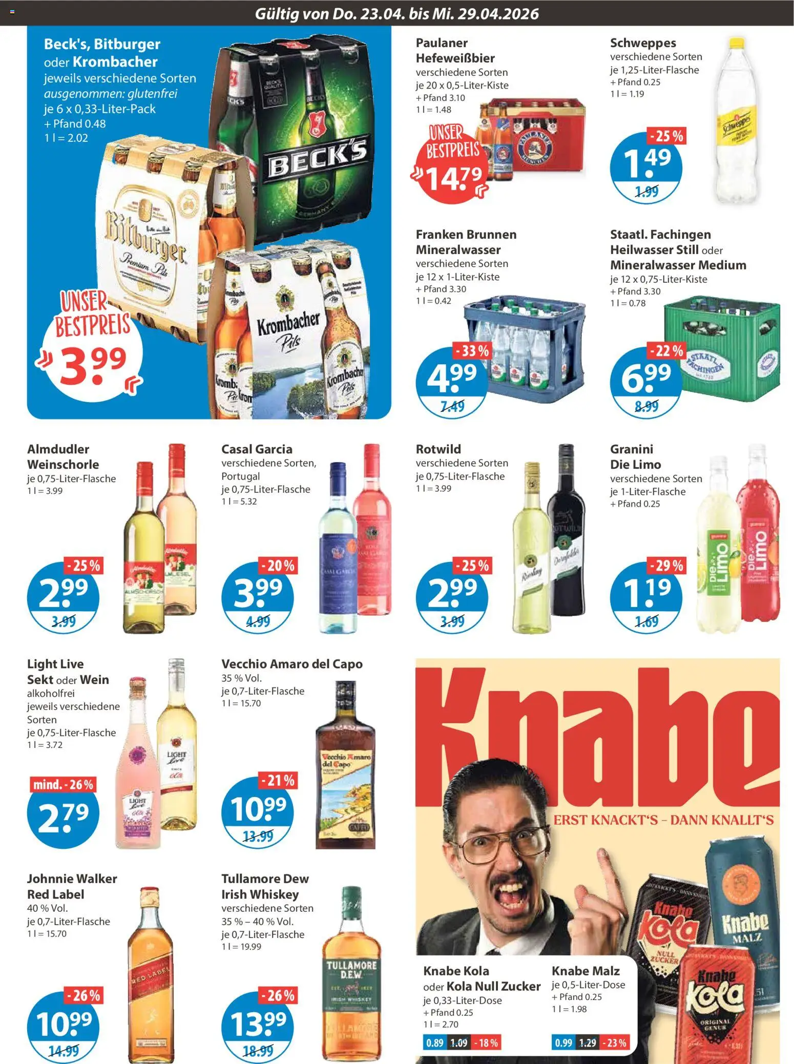 V-Markt Schwaben / Oberbayern – gültig ab 23.04.2026 | Seite: 9 | Produkte: Pils, Schweppes, Granini, Wein