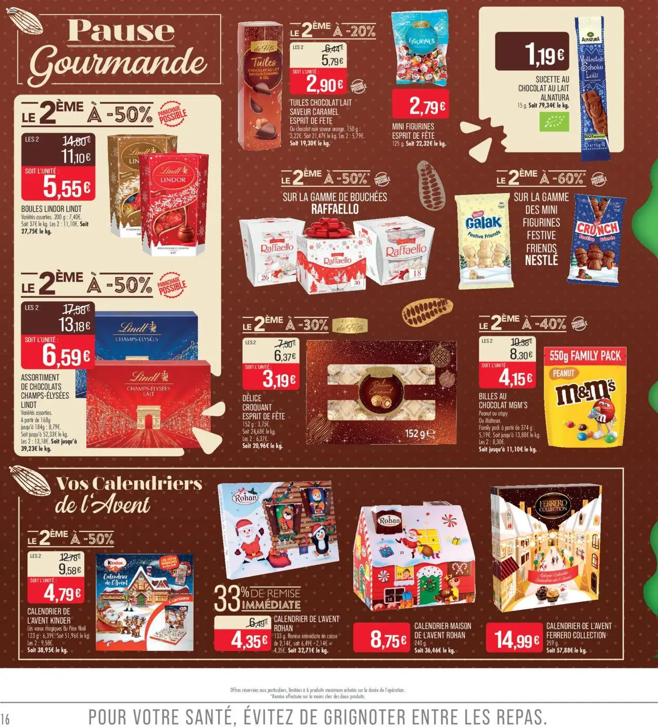 {H1} | Page: 16 | Produits: Calendrier, Sel, Chocolat, Calendrier de l'avent kinder