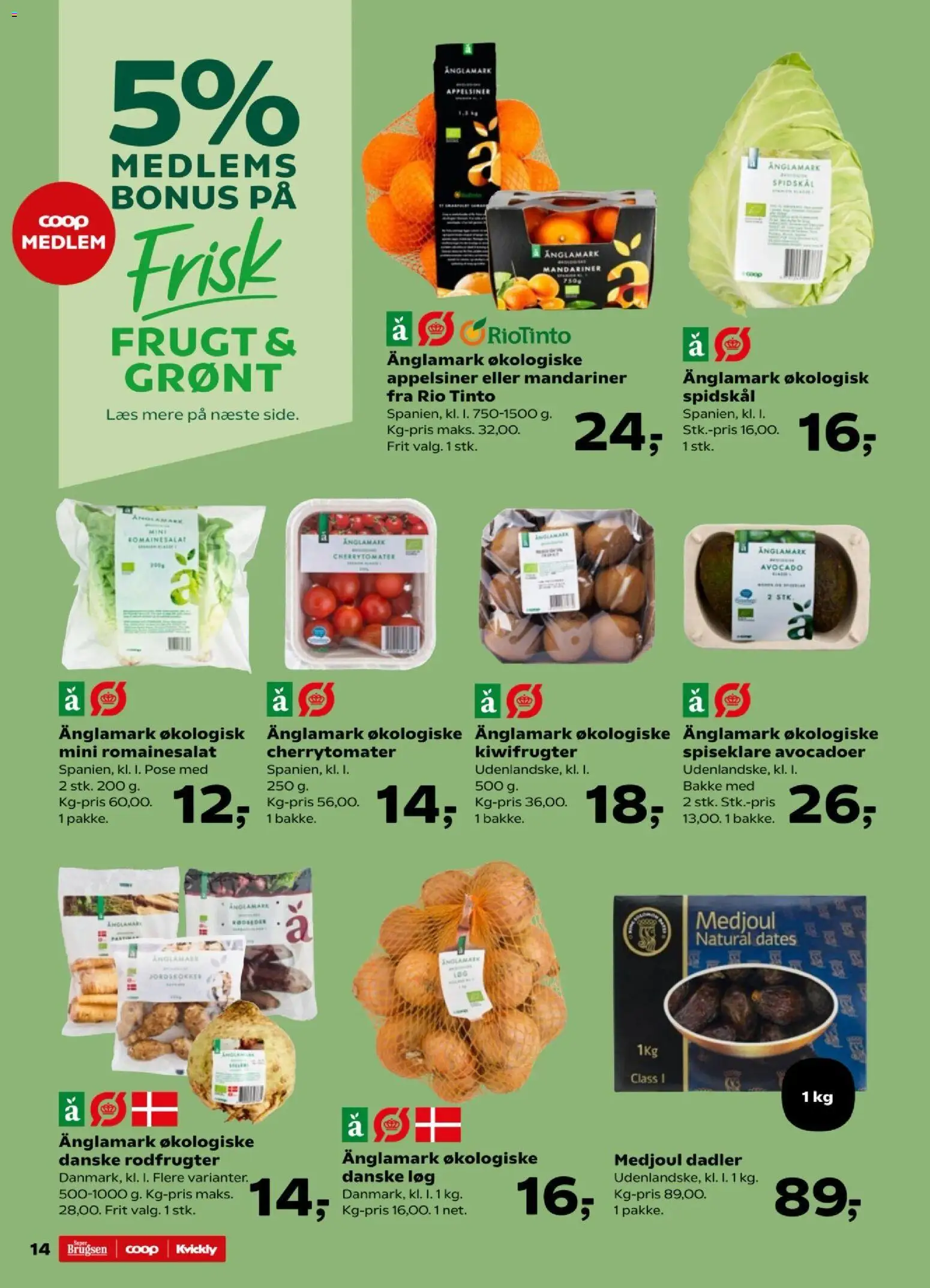 Kvickly tilbudsavis – gyldig fra 30.01.2026 | Side: 16 | Produkter: Appelsiner, Løg, Dadler, Spidskål