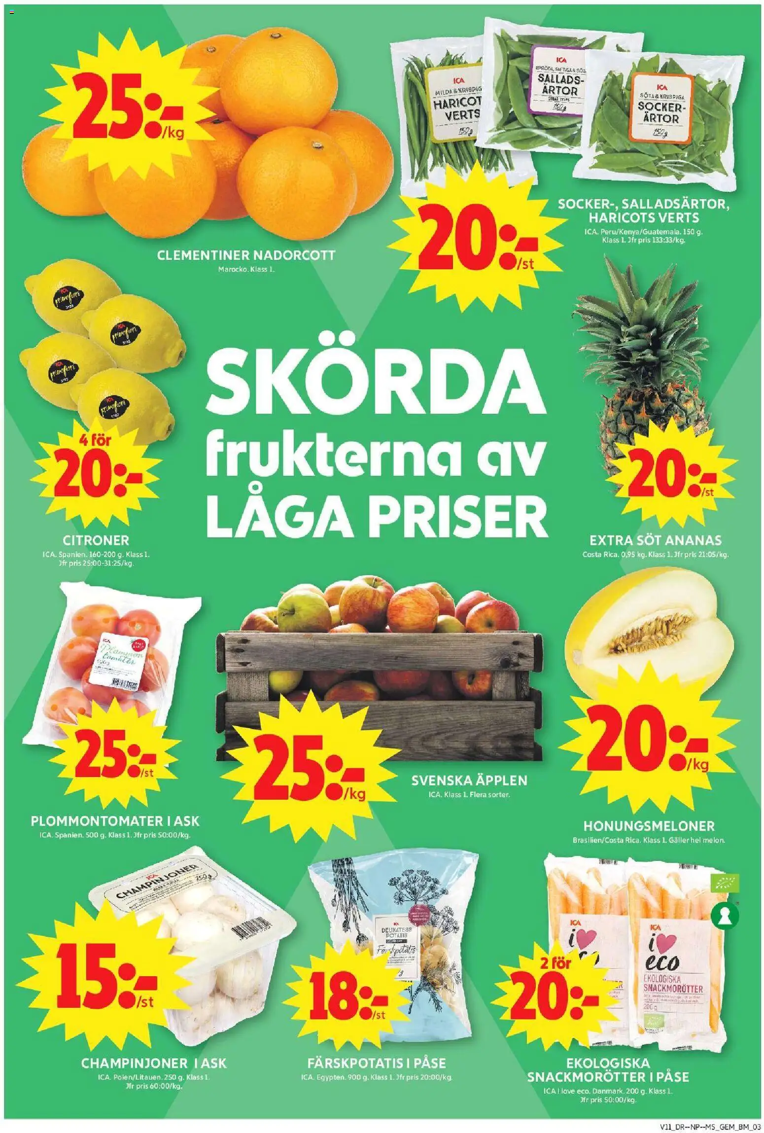 ICA Maxi reklamblad aktuell från 09.03.2026 | Sida: 3 | Produkter: Galler, Champinjoner, Äpplen, Ärtor