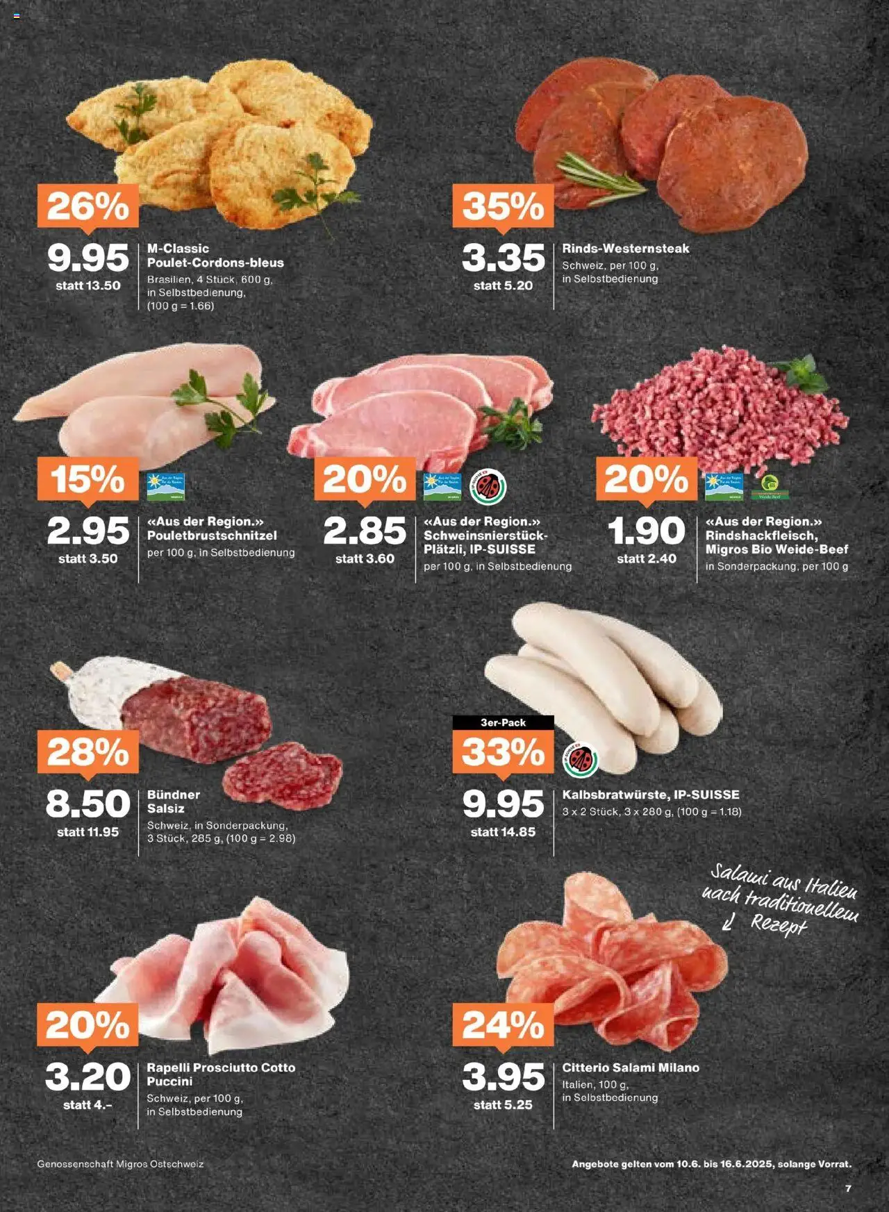 Migros Aktionen ab 10.06.2025 | Seite: 7 | Produkte: Salami