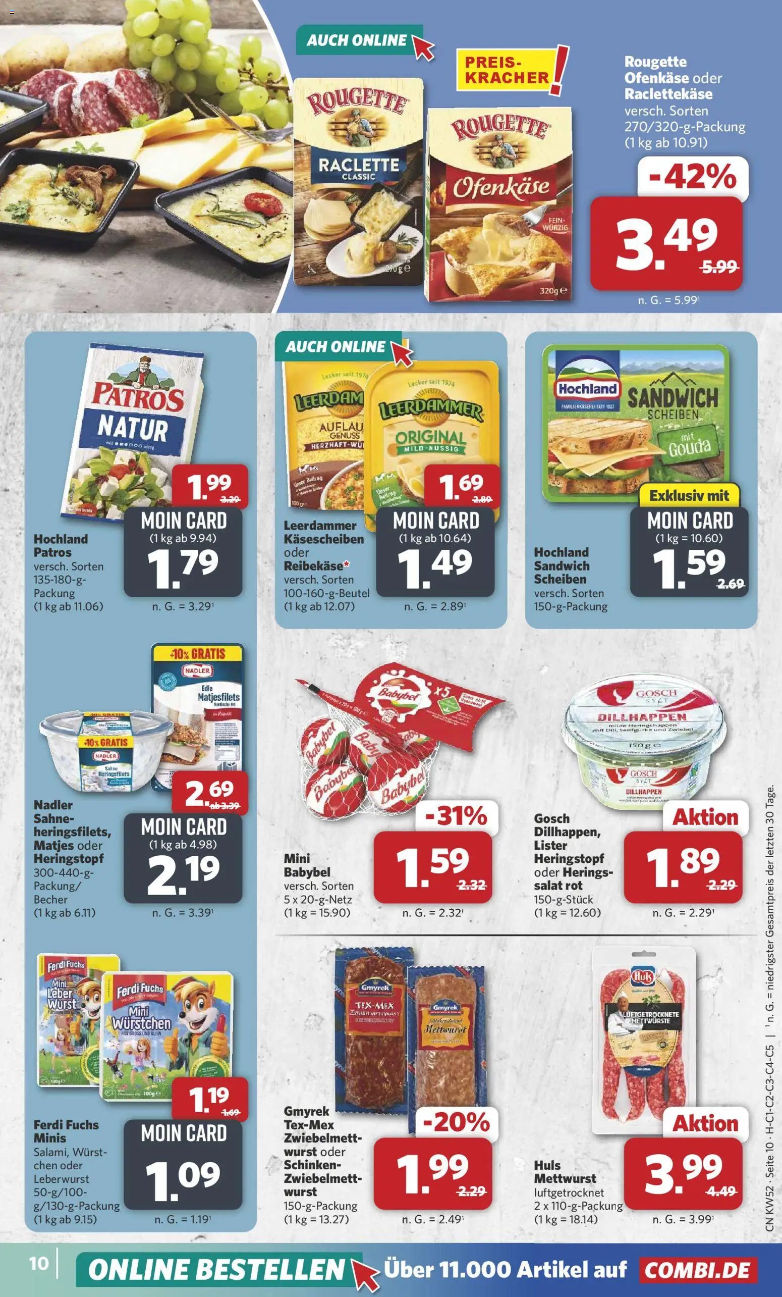 Combi Prospekt 	 – gültig ab 22.12.2025 | Seite: 10 | Produkte: Gouda, Leerdammer, Babybel, Salat
