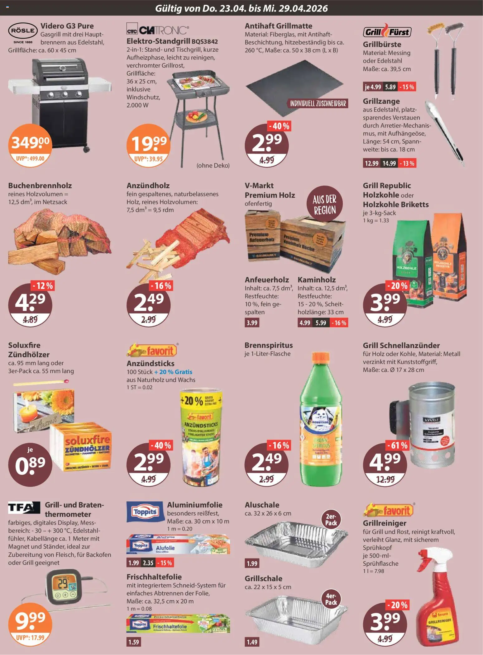 V-Markt Schwaben / Oberbayern – gültig ab 23.04.2026 | Seite: 16 | Produkte: Grill, Thermometer, Backofen