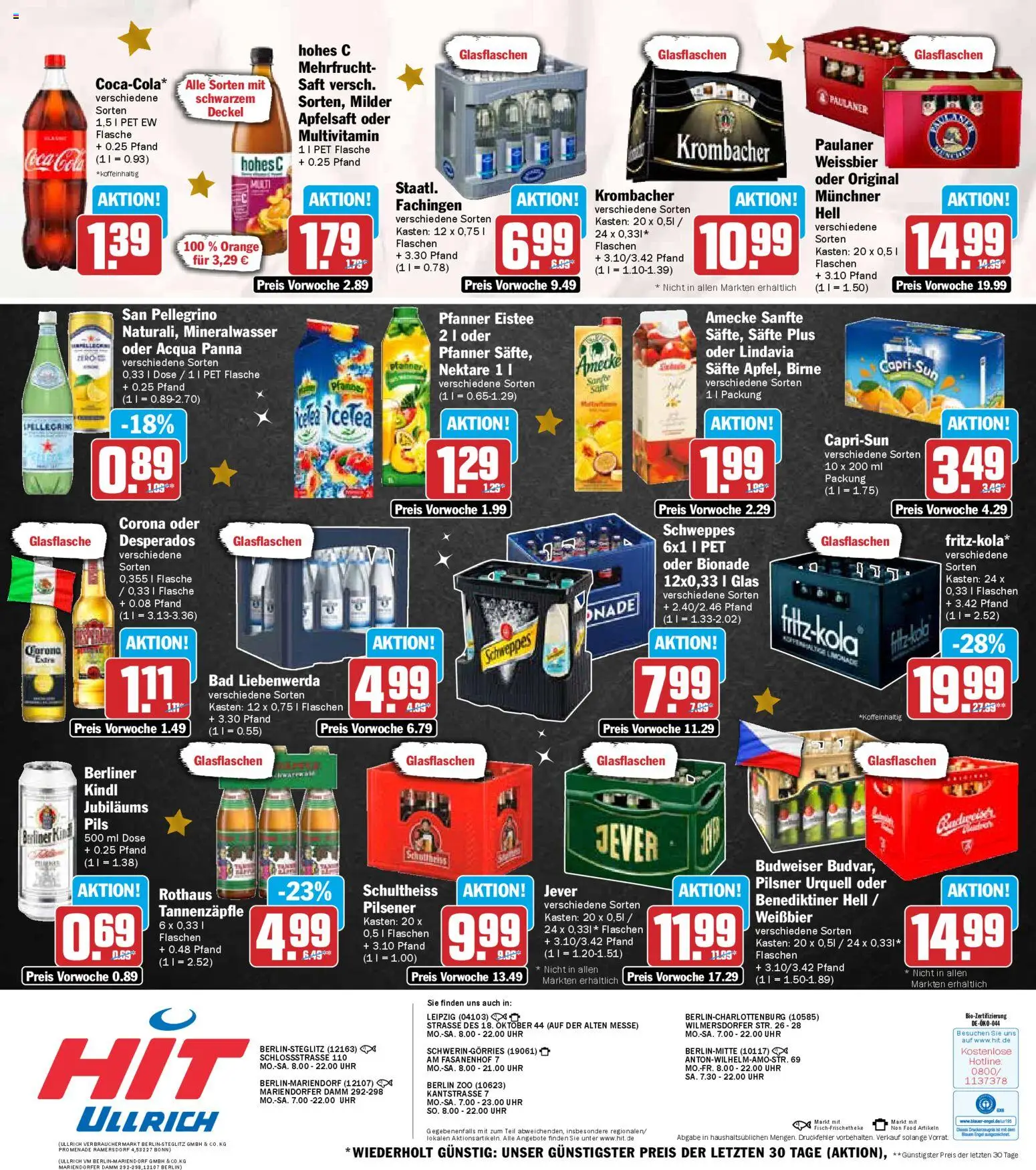 HIT - Berlin – gültig ab 01.12.2025 | Seite: 23 | Produkte: Berliner, Pfanner eistee, Schweppes, Paulaner