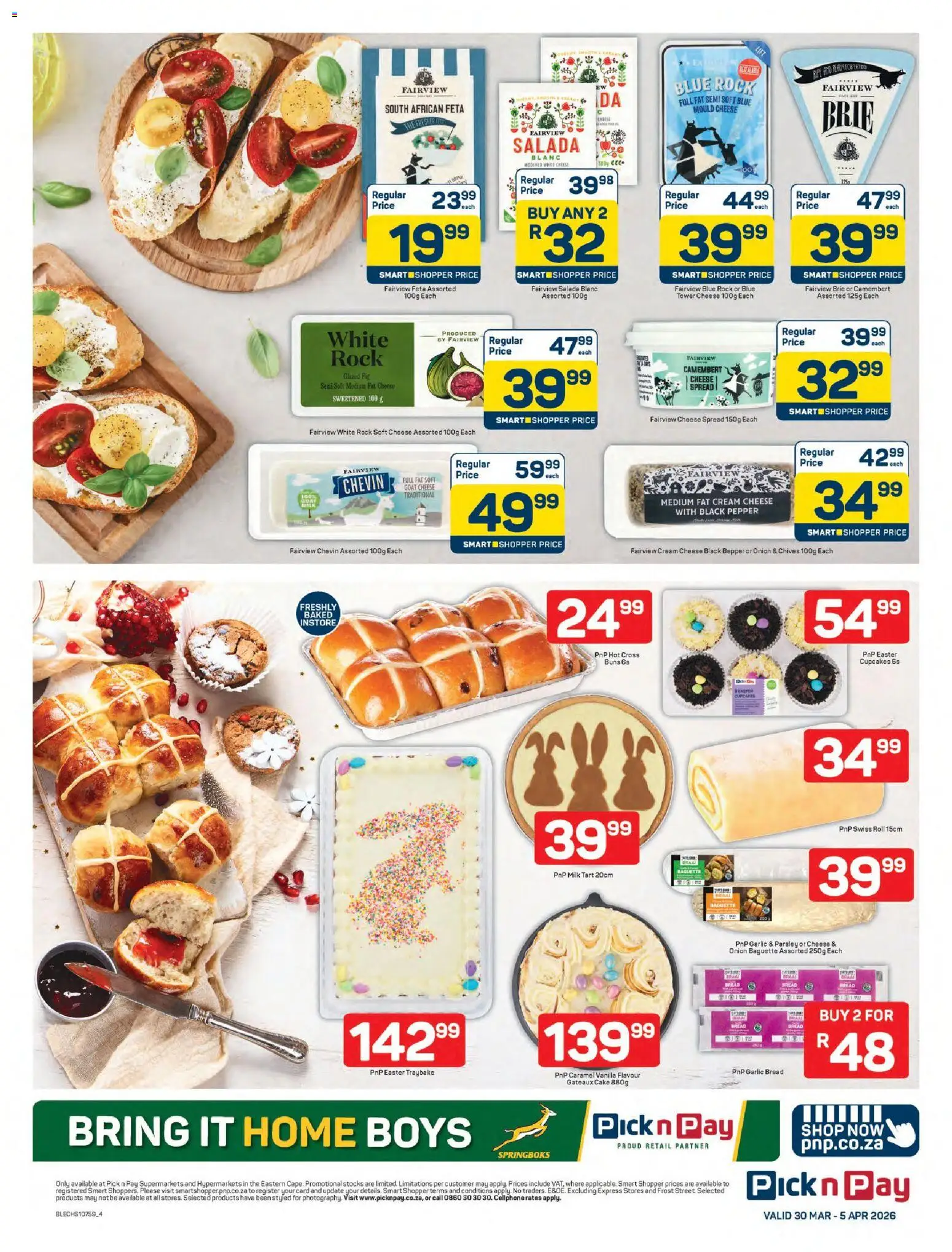 New Pick n Pay catalogue – valid from 30.03.2026 | Page: 4 | Products: Cake, Milk, Bread, Caramel