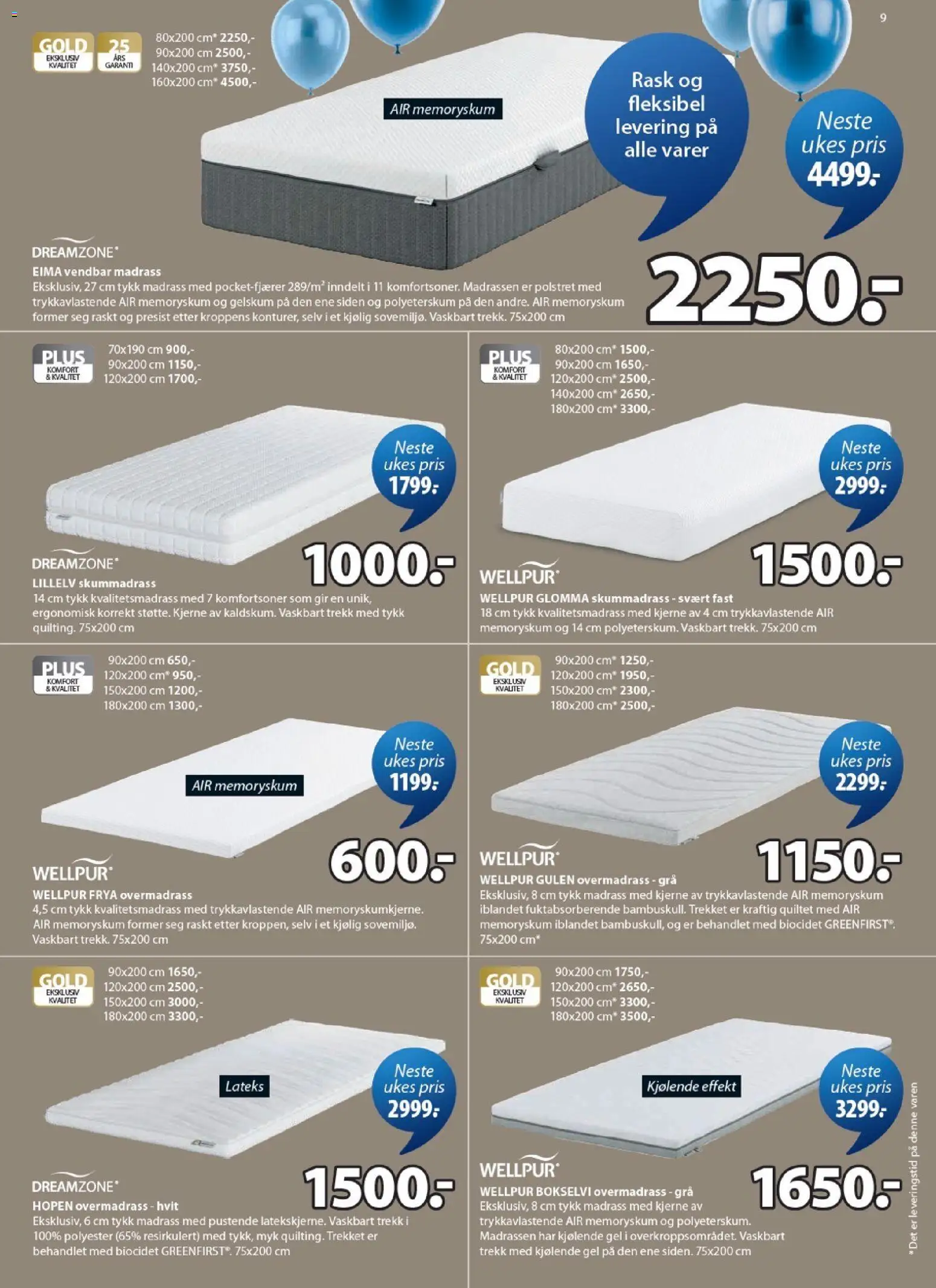 {H1} | Side: 9 | Produkter: Overmadrass, Madrass