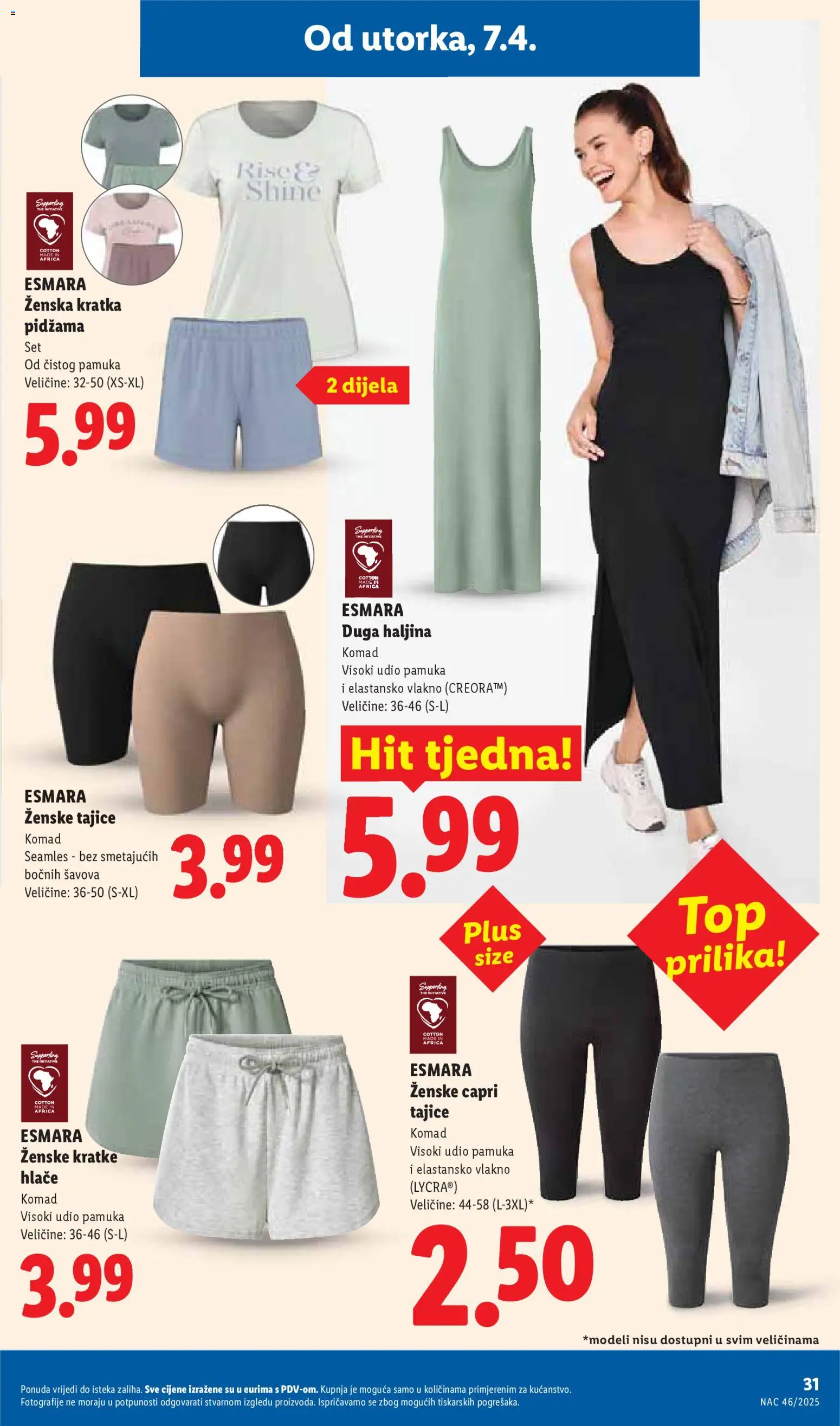 Lidl katalog | vrijedi od 07.04.2026 | Stranica: 31 | Proizvodi: Hlače, Kratke hlače, Pidžama, Tajice