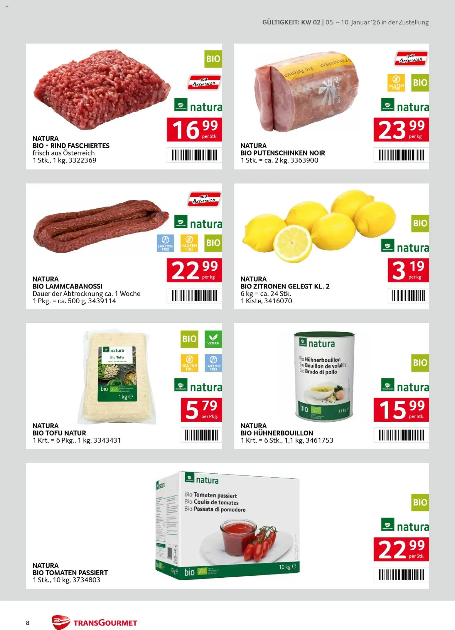 Transgourmet Zustellaktion gültig ab 05.01.2026 | Seite: 8 | Produkte: Tomaten