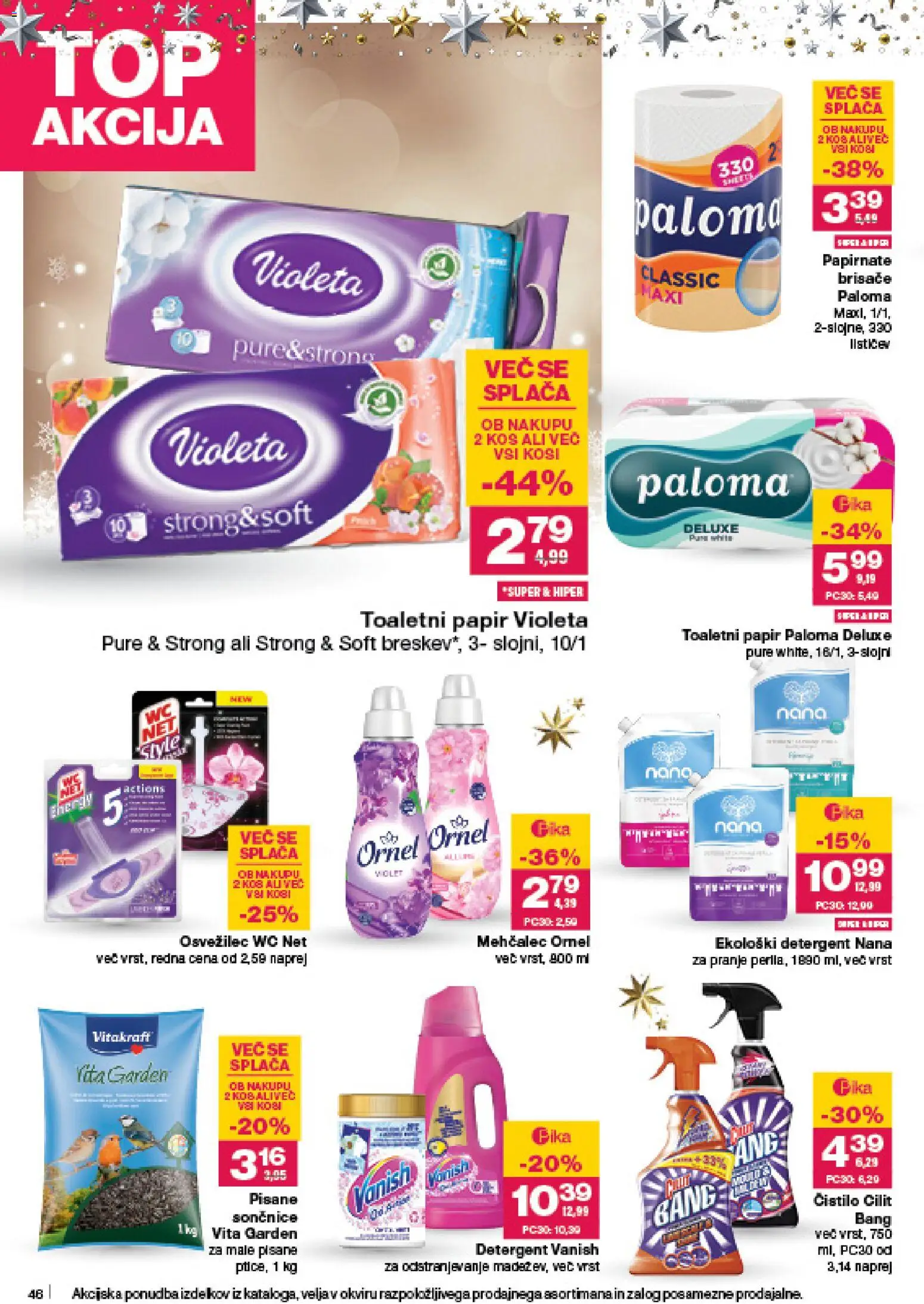 Novi Mercator katalog ponudbe – veljaven od 18.12.2025 | Stran: 46 | Izdelki: Mehčalec, Toaletni papir, Detergent, Breskev