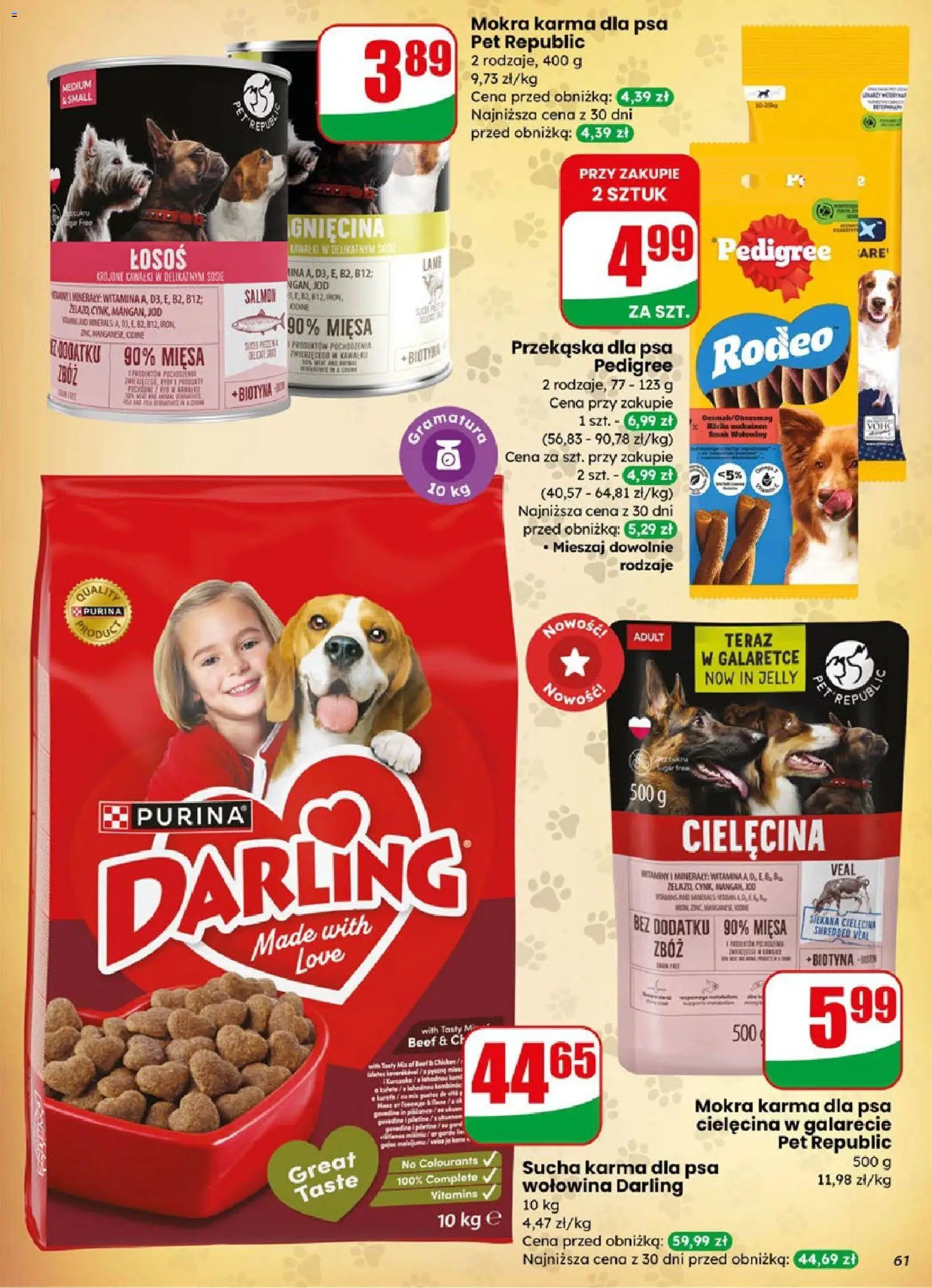 Dino gazetka od 08.04.2026 | Strona: 61 | Produkty: Łosoś, Pedigree, Sucha karma dla psa, Wołowina