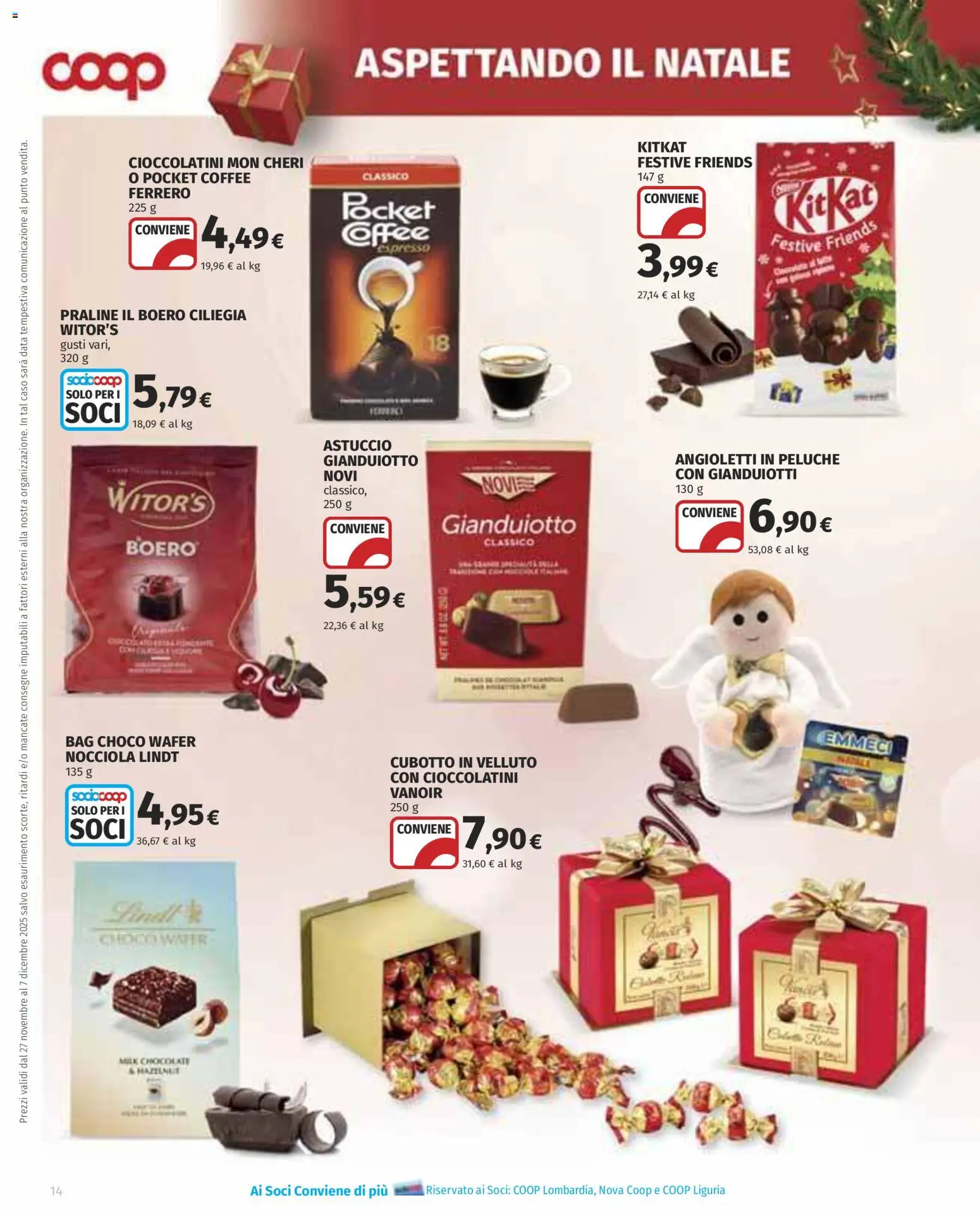 Volantino COOP del 27.11.2025 | Pagina: 14 | Prodotti: Peluche, Data, Astuccio, Cioccolatini