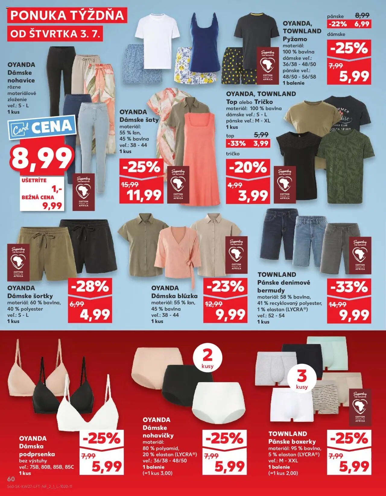 Nové Kaufland akcie – leták je platný od 03.07.2025 | Strana: 60 | Produkty: Tričko, Blúzka, Podprsenka, Boxerky