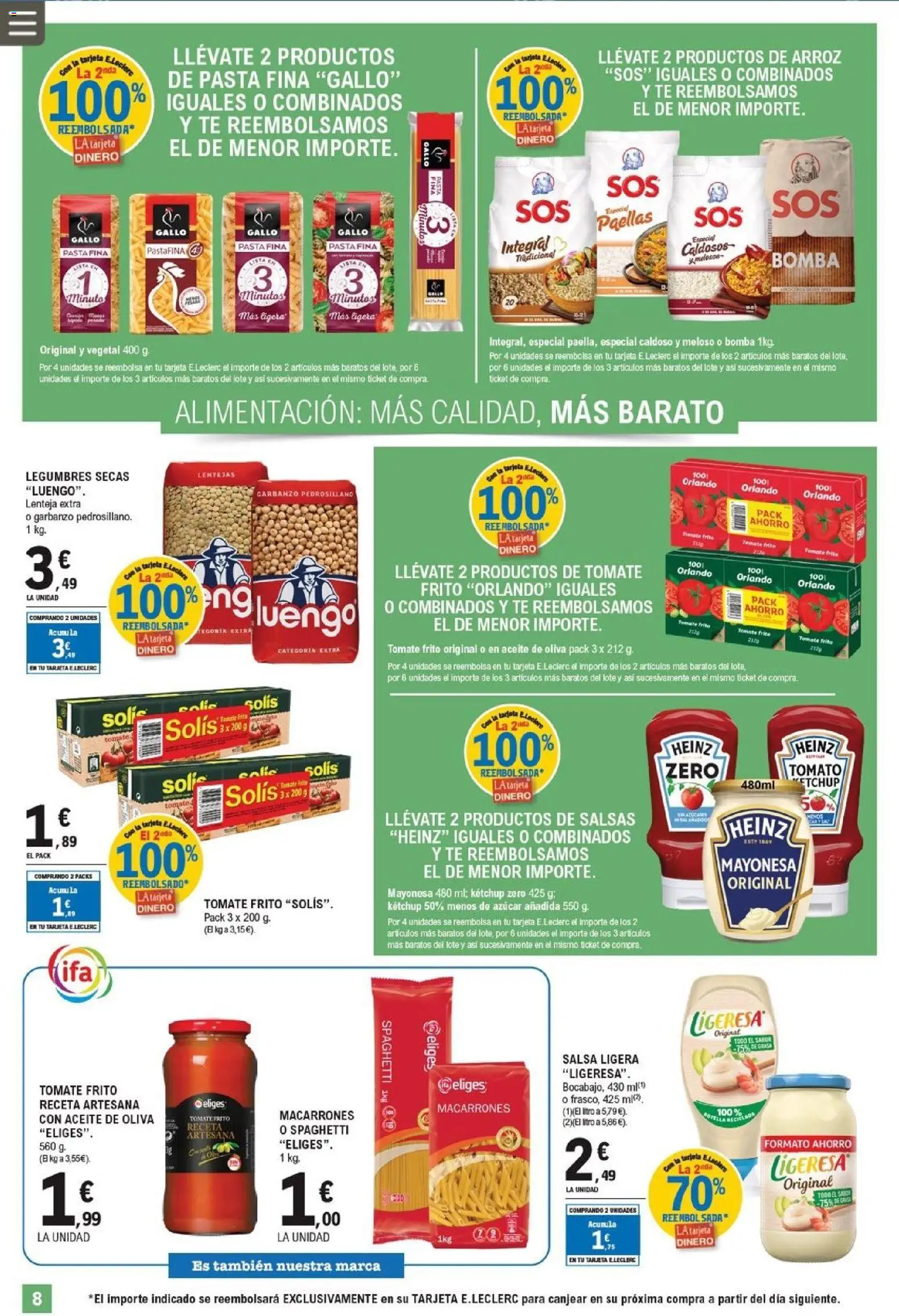 E.Leclerc folleto │ válido desde el 08.04.2026 | Página: 8 | Productos: Aceite, Arroz, Aceite de oliva, Οθόνη προβολής