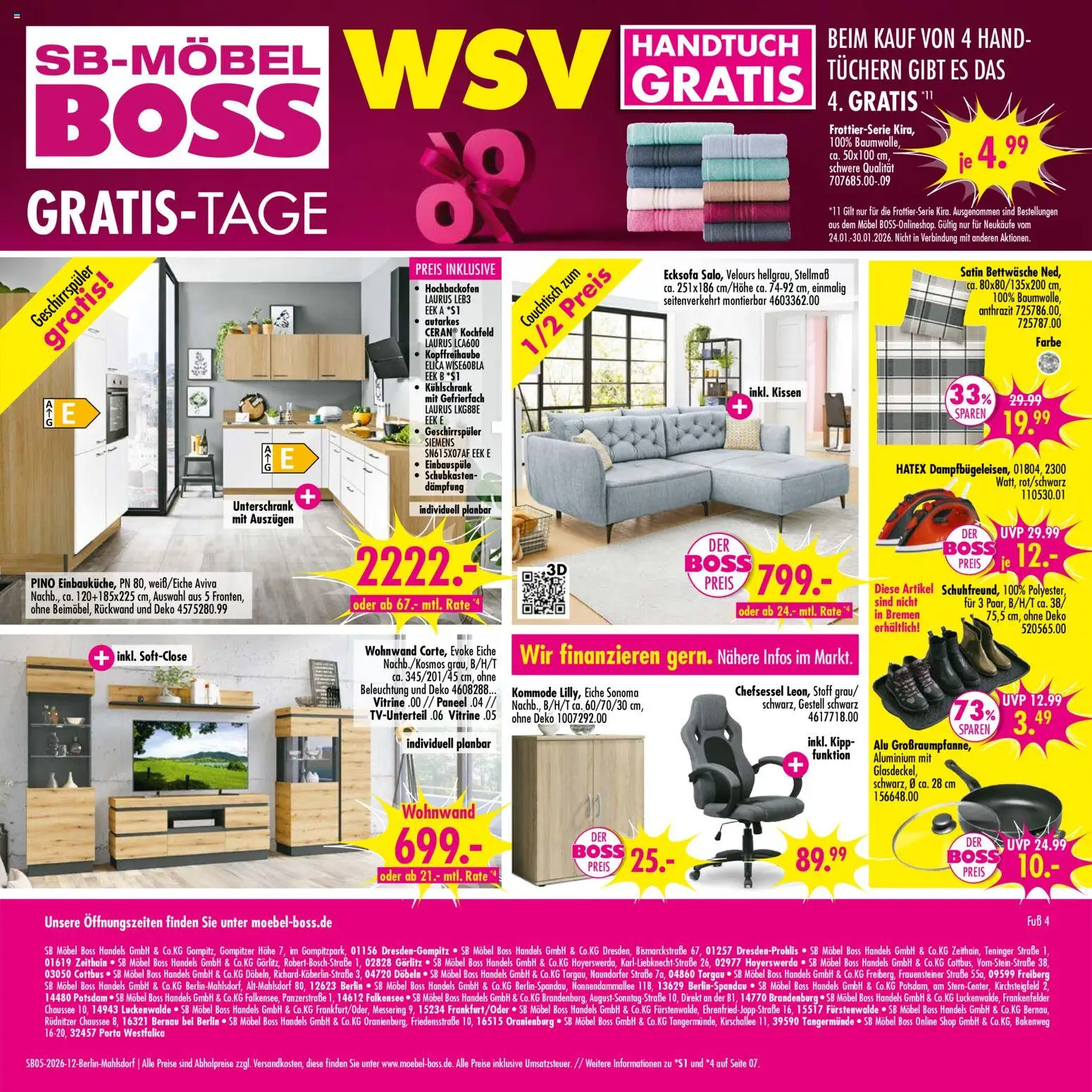 SB Möbel Boss Prospekt Berlin-Mahlsdorf – gültig ab 24.01.2026 | Seite: 12 | Produkte: Kissen, Vitrine, Kommode, Kochfeld