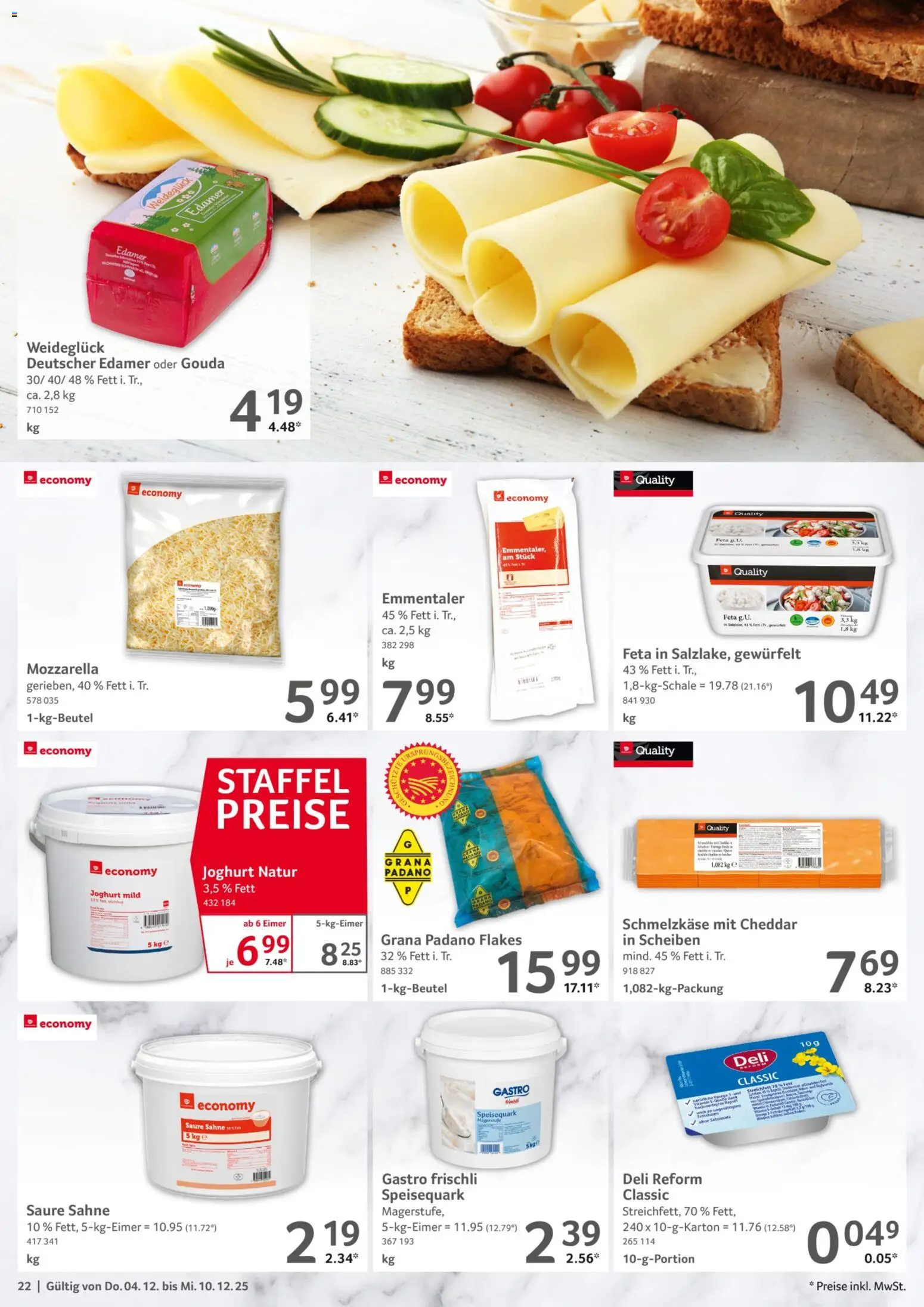 Selgros Prospekt 	 – gültig ab 04.12.2025 | Seite: 22 | Produkte: Feta, Gouda, Sahne, Speisequark