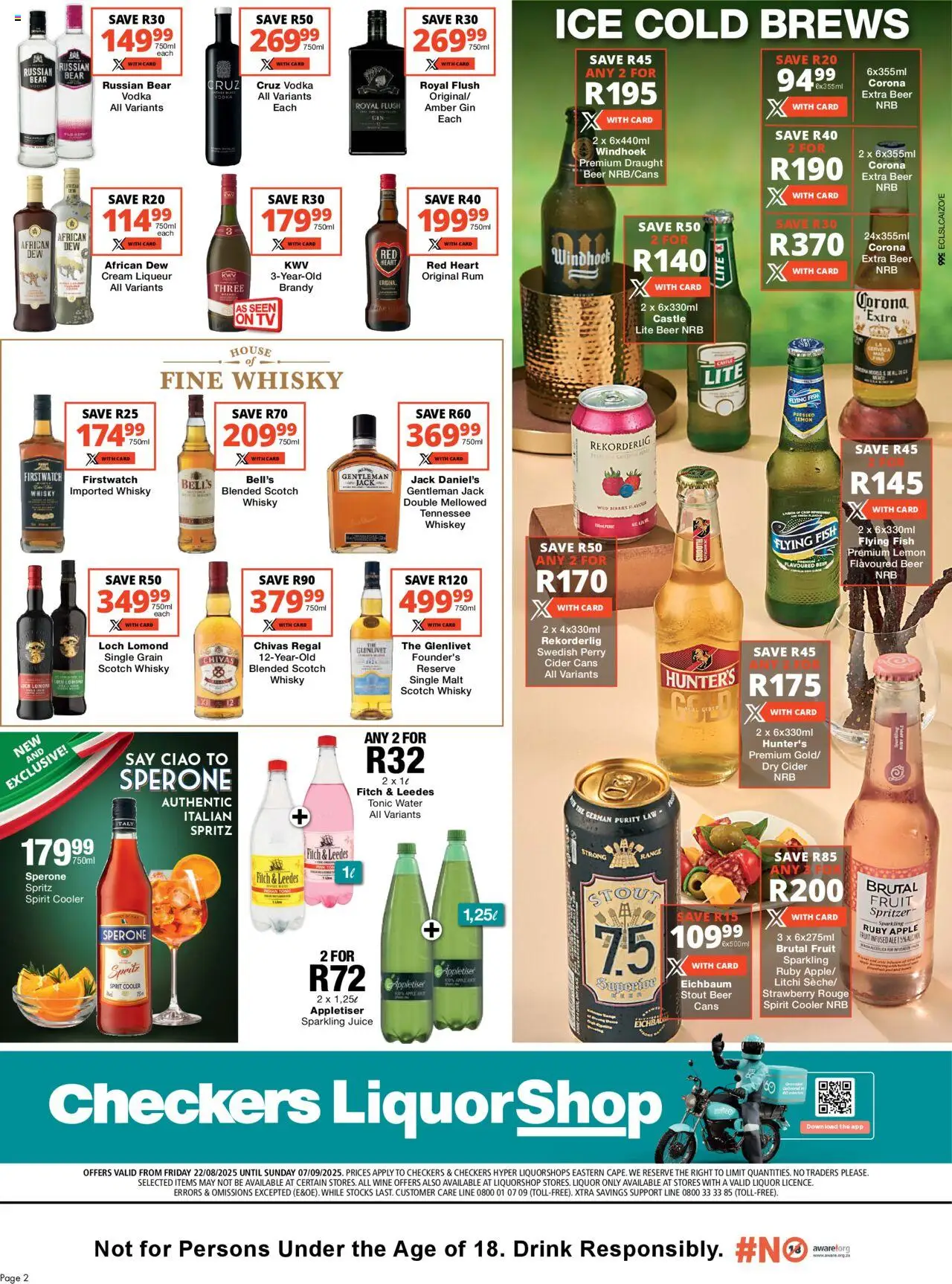 Checkers Eastern Cape - LiquorShop August Month-End Promotion │ valid from 22.08.2025 | Page: 2 | Products: Brandy, Cider, Fish, Cream