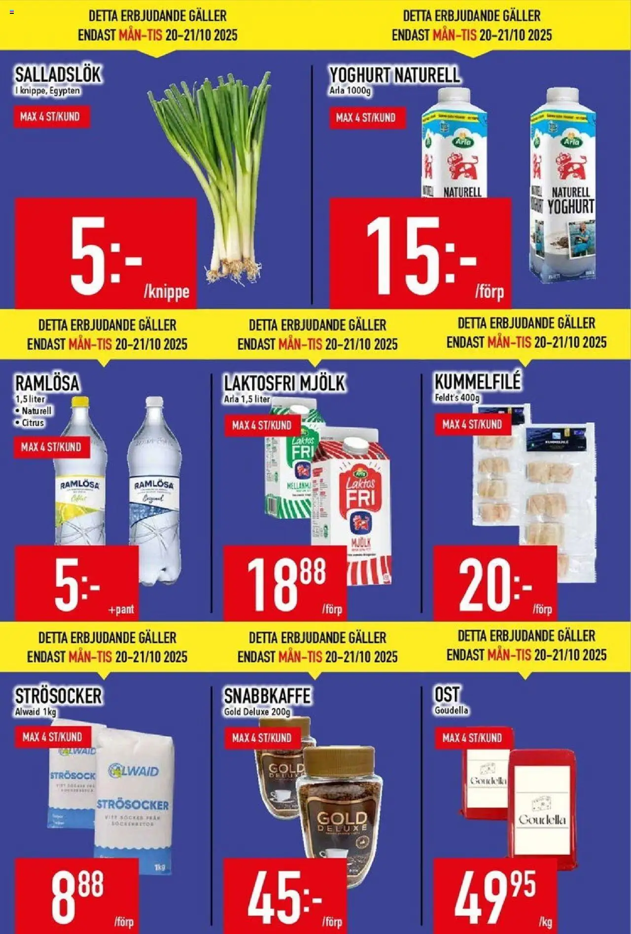 Matdax reklamblad aktuell från 20.10.2025 | Sida: 2 | Produkter: Strösocker, Galler, Mjölk, Yoghurt