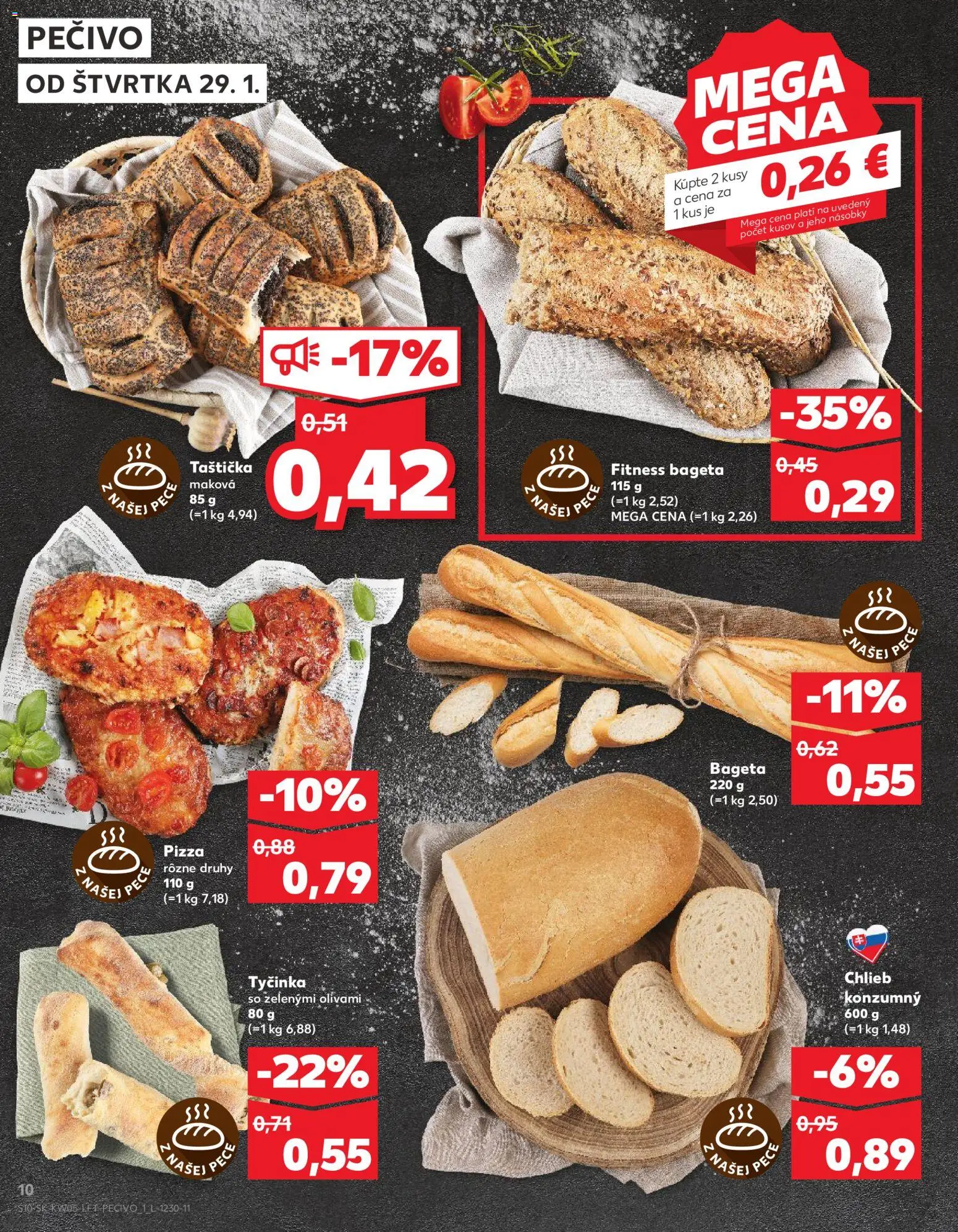 Nové Kaufland akcie – leták je platný od 29.01.2026 | Strana: 10 | Produkty: Chlieb, Pizza, Pec