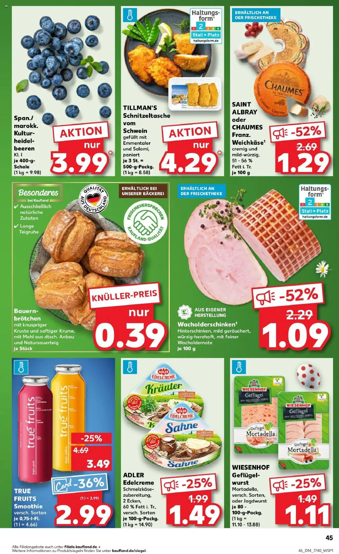 Kaufland - Nürnberg, Fürther Straße 187 - gültig ab dem 03.04.2025 | Seite: 45 | Produkte: Bäckerei, Mehl, Wurst, Sahne