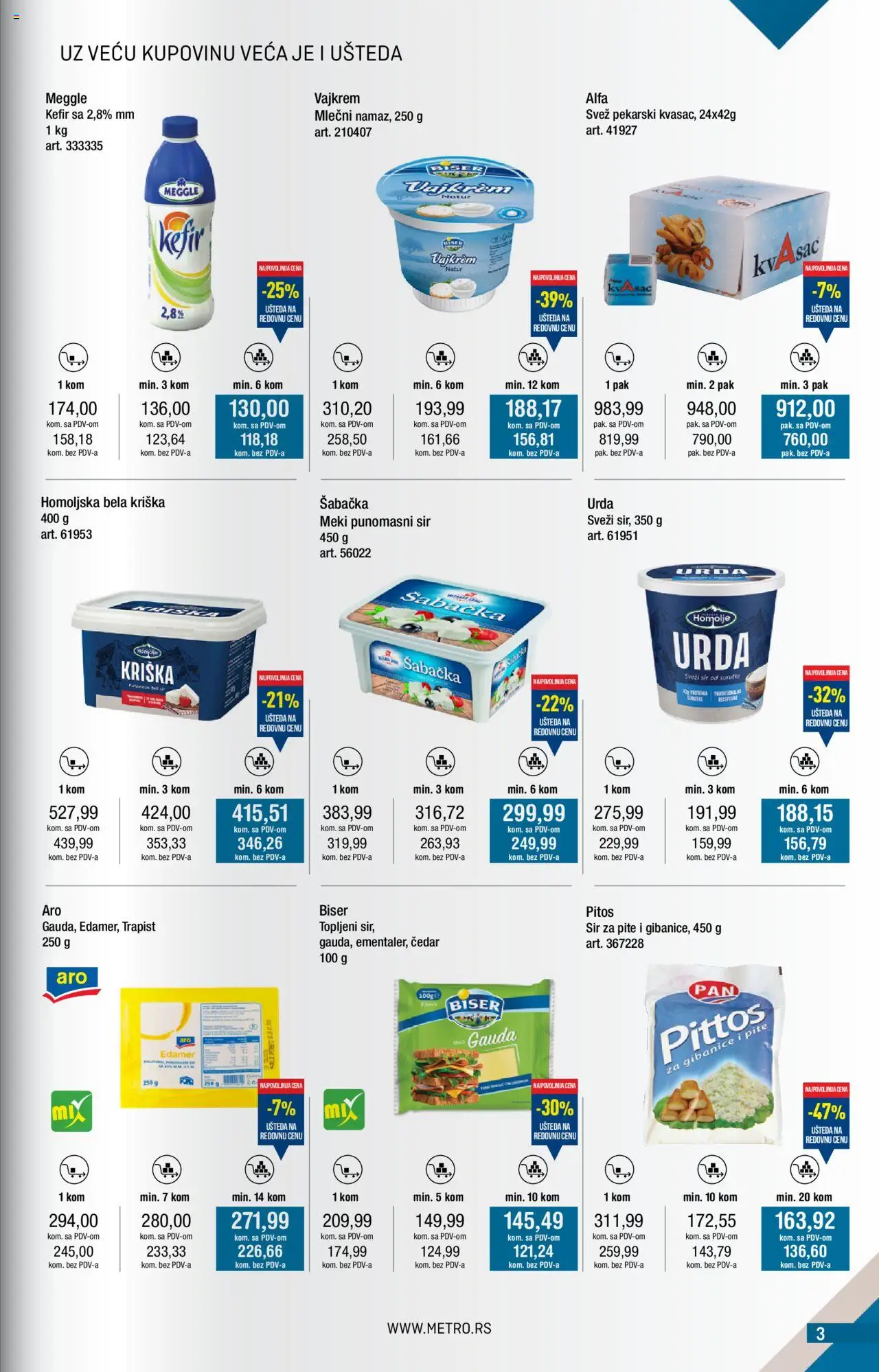 Metro katalog - važi od 01.06.2025 | Strana: 3 | Proizvode: Kvasac, Edamer, Vajkrem, Sir