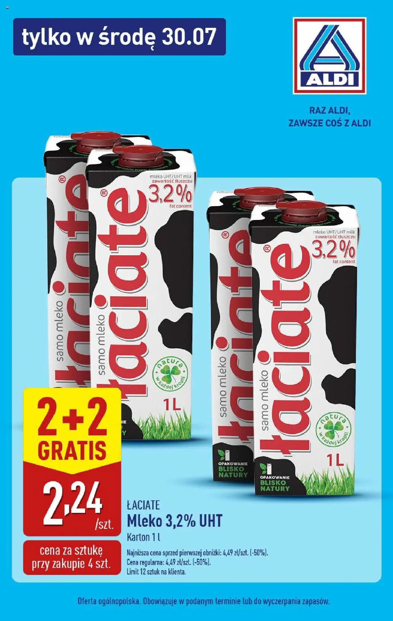 Aldi Gazetka - Super Środa od 30.07.2025 | Strona: 1 | Produkty: Mleko