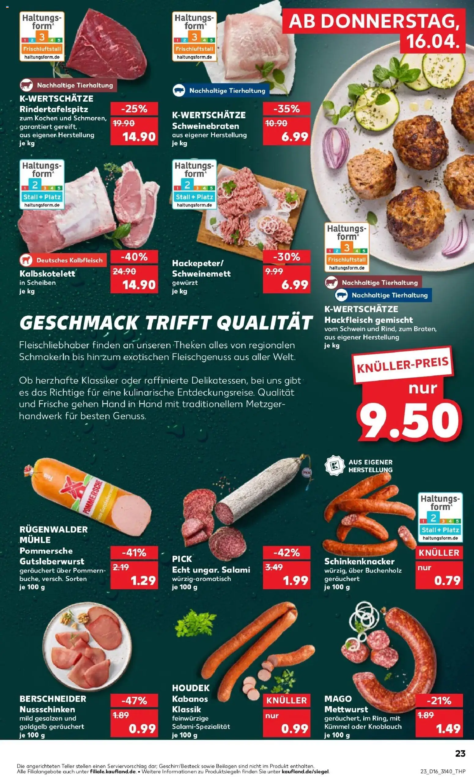 Kaufland Prospekt Taucha	 – gültig ab 16.04.2026 | Seite: 23 | Produkte: Mühle, Knoblauch, Salami, Hackfleisch