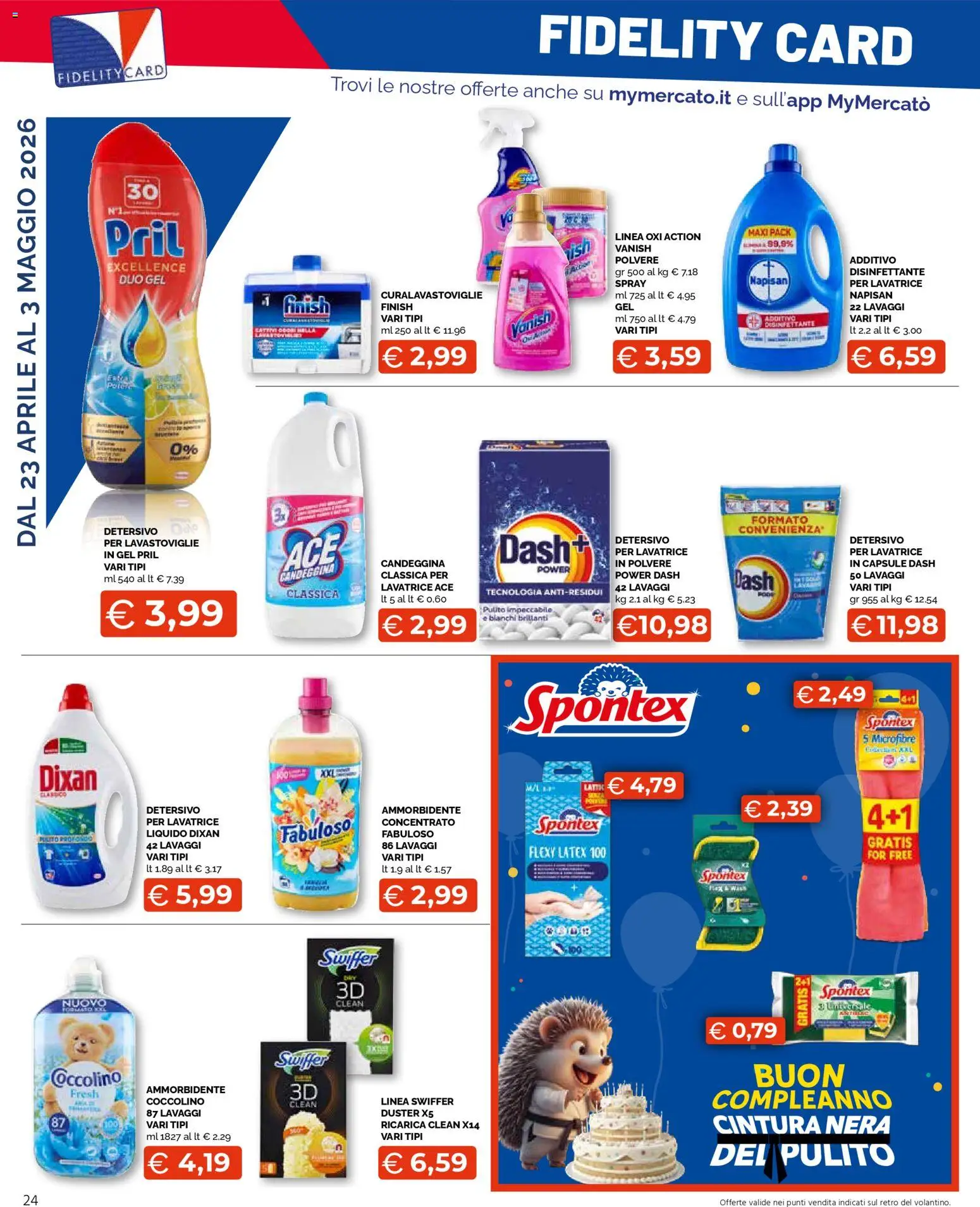 Volantino Mercatò del 23.04.2026 | Pagina: 24 | Prodotti: Ammorbidente, Cintura, Lavatrice, Lavastoviglie