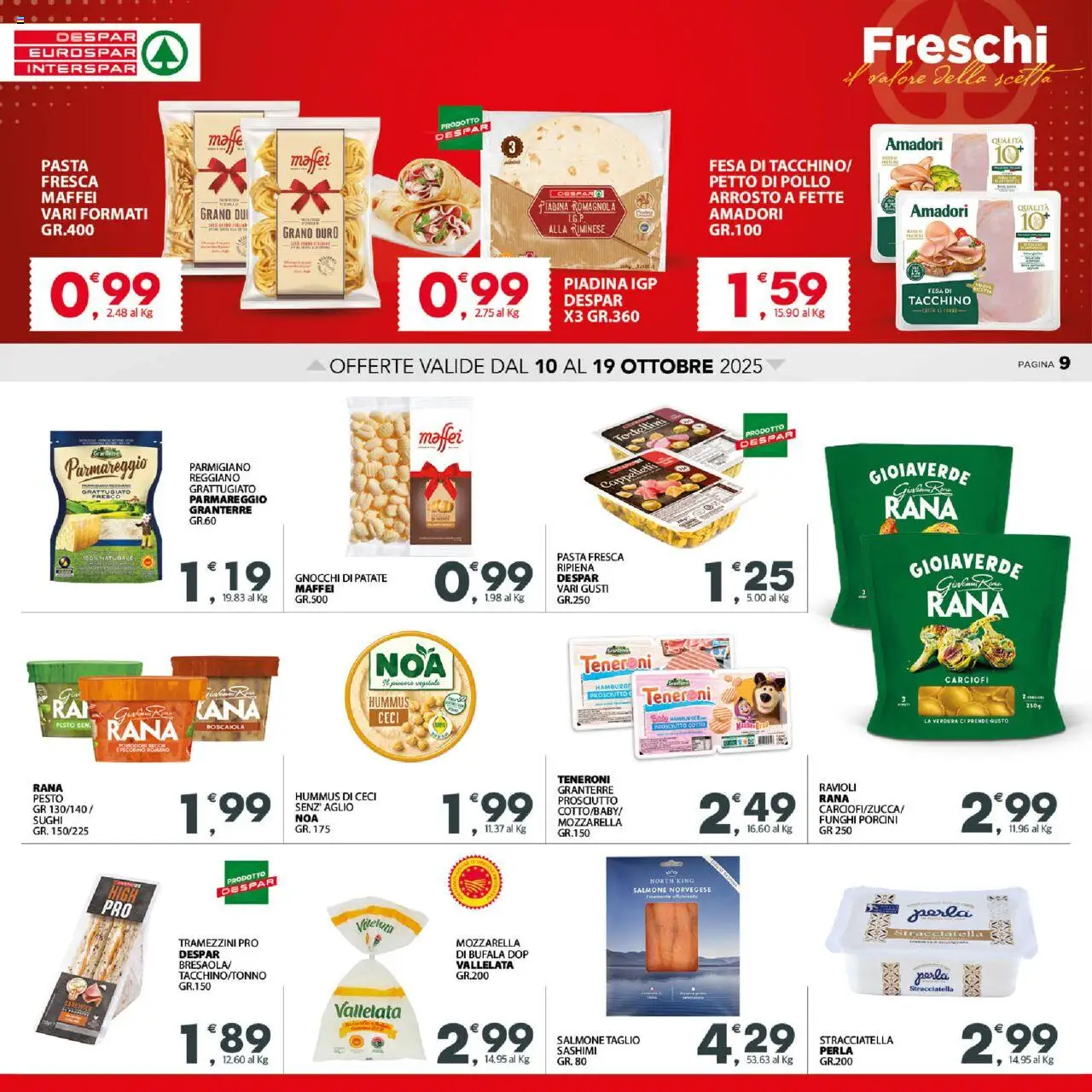 Volantino Eurospar del 10.10.2025 | Pagina: 9 | Prodotti: Pollo, Tacchino, Aglio, Stracciatella