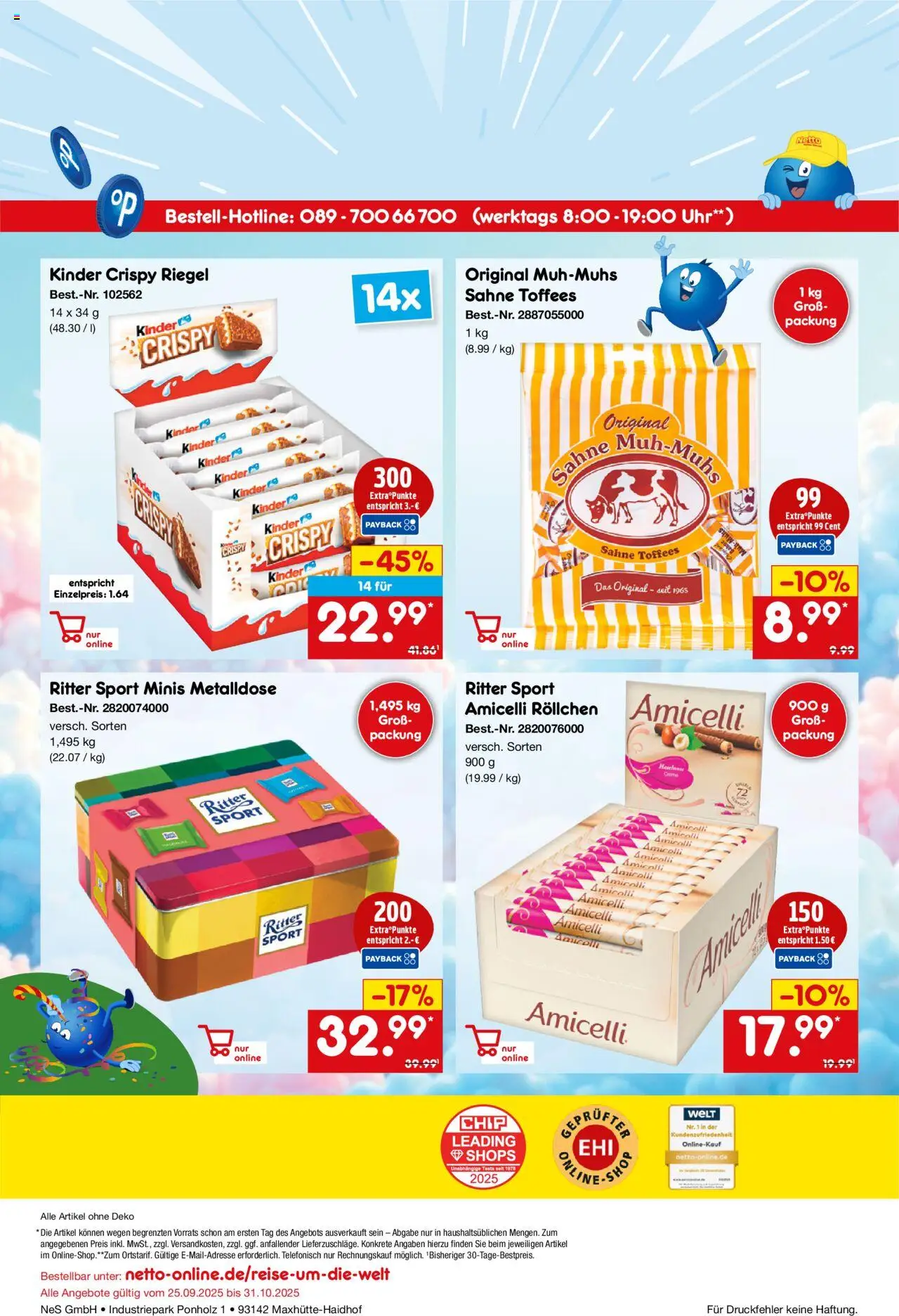 Netto Marken-Discount Online-Sonderangebote Lebensmittel – gültig ab 01.10.2025 | Seite: 12 | Produkte: Ritter sport, Sahne, Uhr