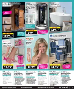 Norma Bestellmagazin April 2026 ab 01.04.2026 gültig | Seite: 13 | Produkte: Top, Epilierer, Batterie, Waschestander