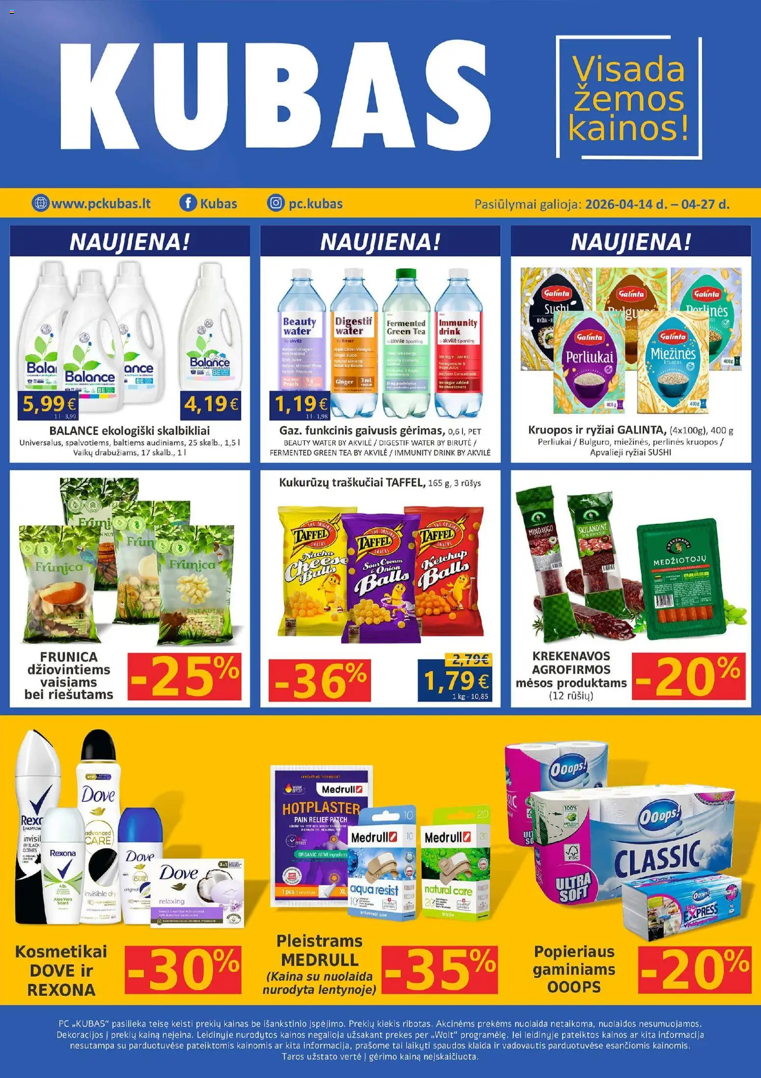 Kubas akcijos nuo 14.04.2026 | Puslapis: 1 | Prekių: Kruopos, Ryžiai, Traškučiai