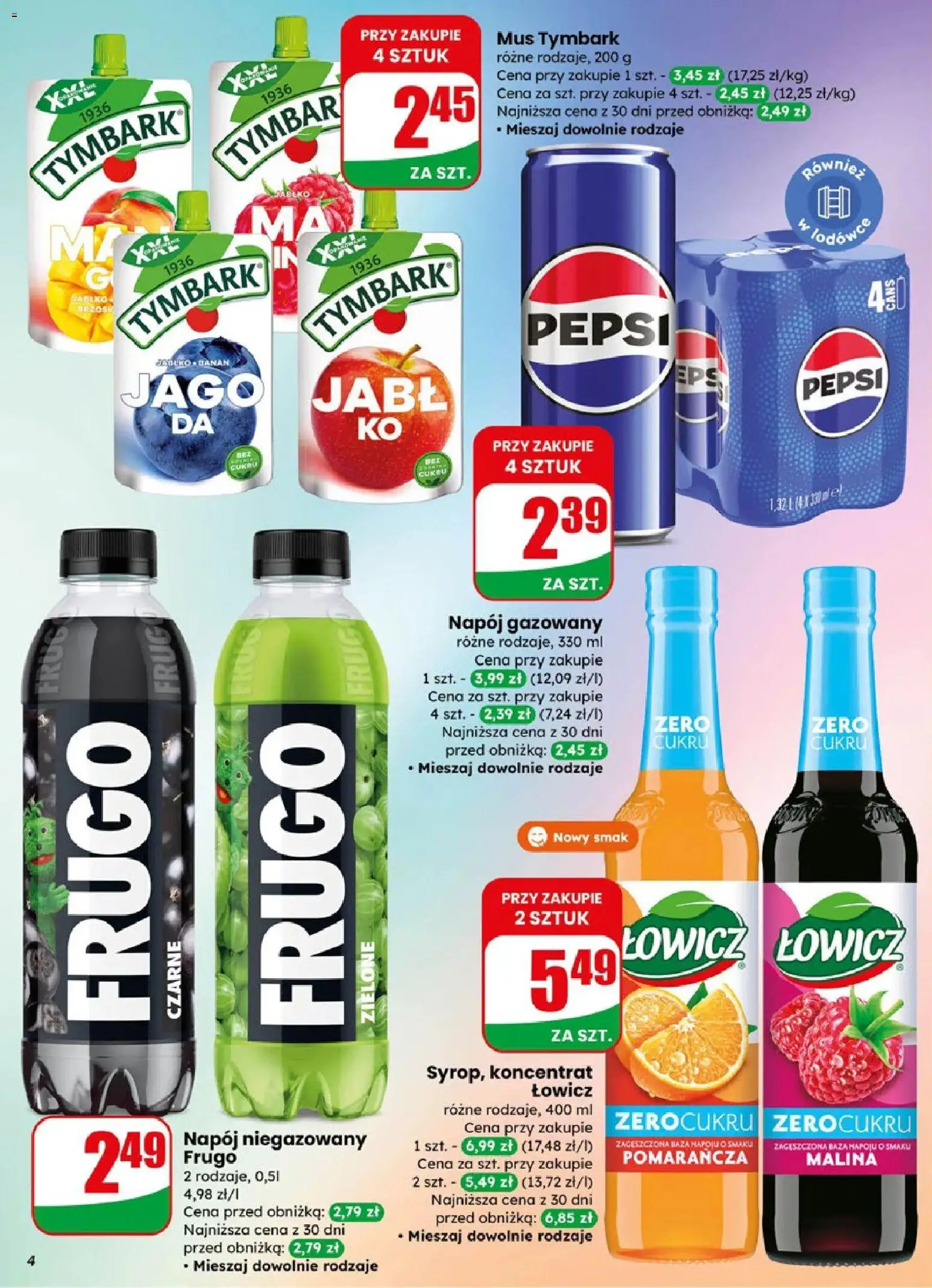 Dino gazetka od 08.04.2026 | Strona: 4 | Produkty: Malina, Pepsi