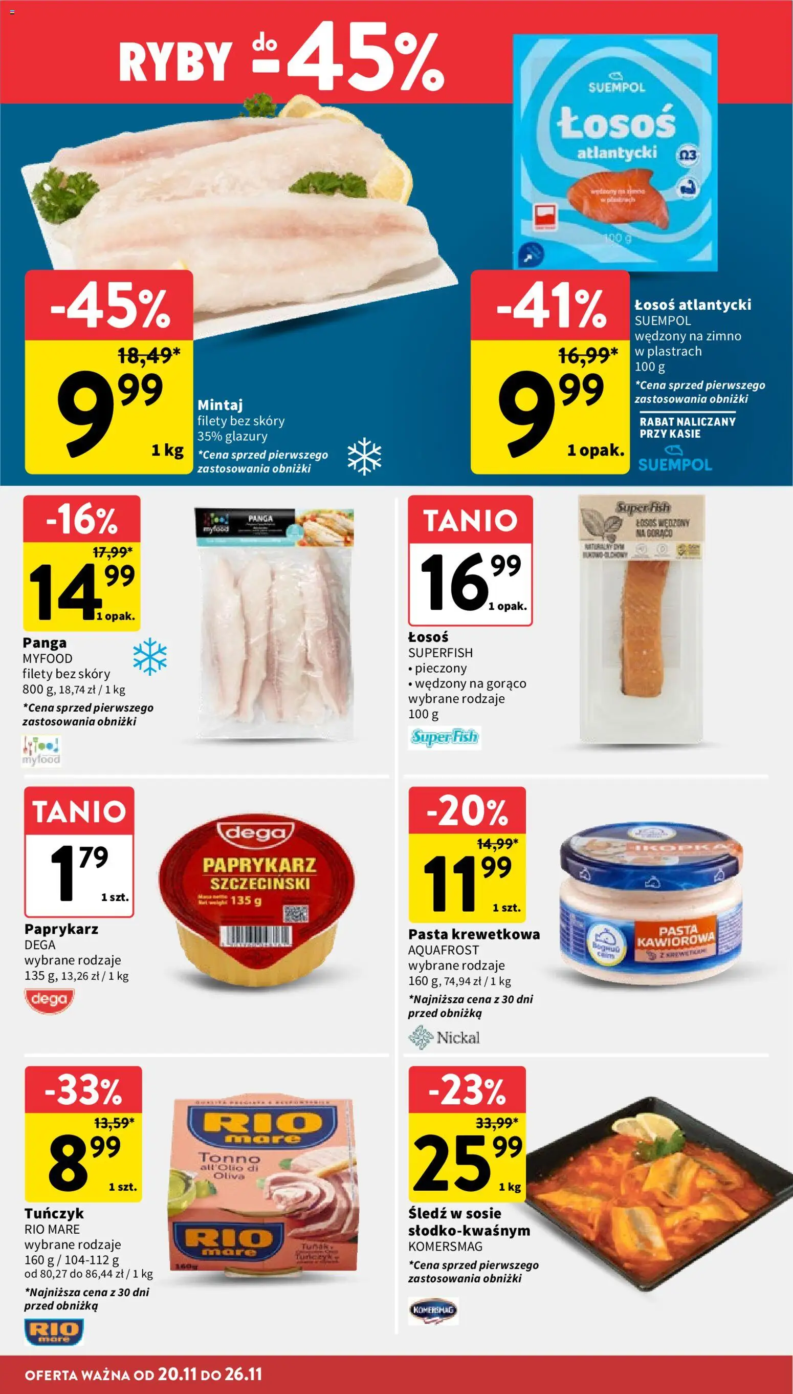 Intermarche Gazetka od 20.11.2025 | Strona: 24 | Produkty: Paprykarz, Łosoś atlantycki, Paprykarz szczeciński, Łosoś