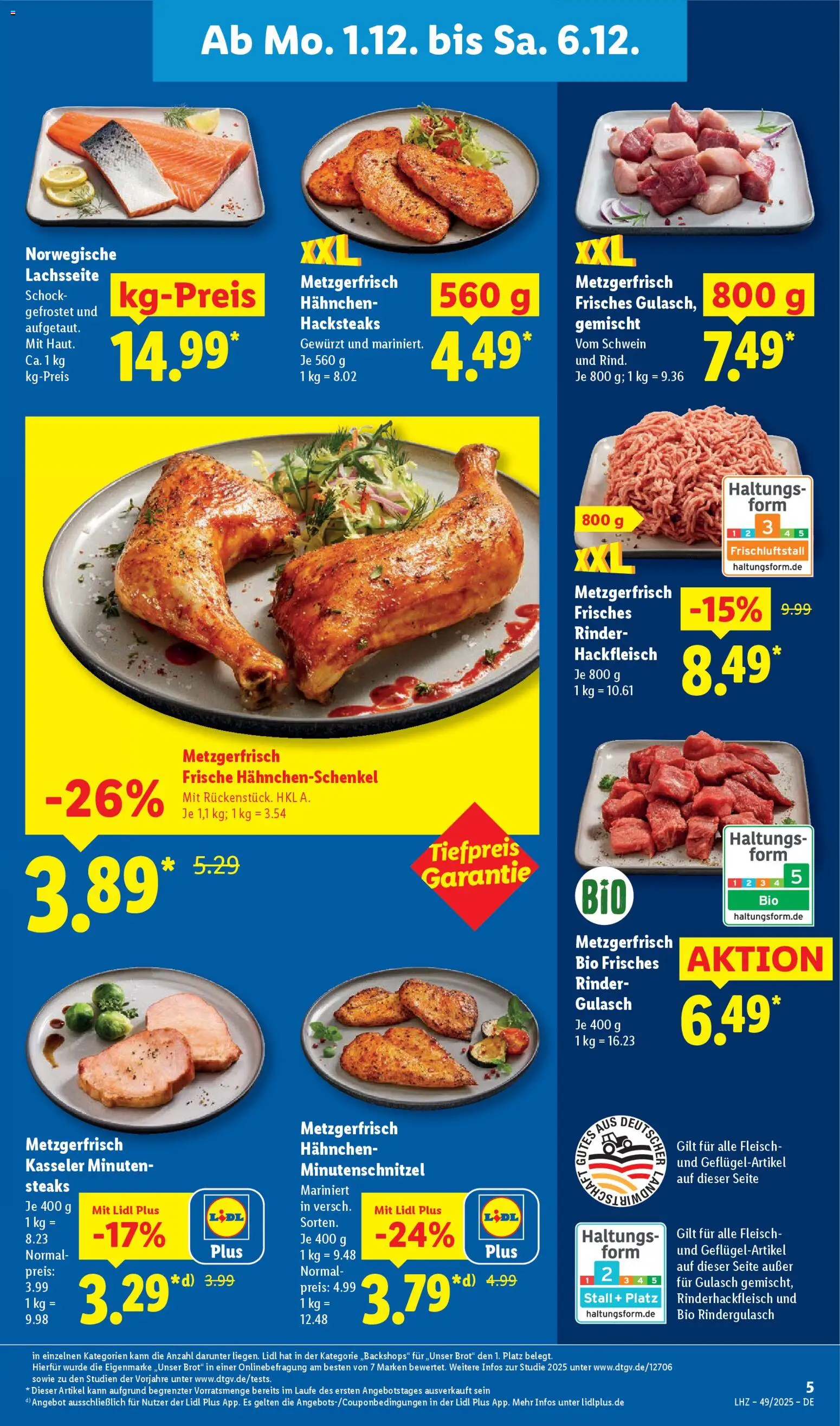 Lidl Prospekt Lüchow – gültig ab 01.12.2025 | Seite: 9 | Produkte: Rindergulasch, Hahnchen, Gulasch, Brot