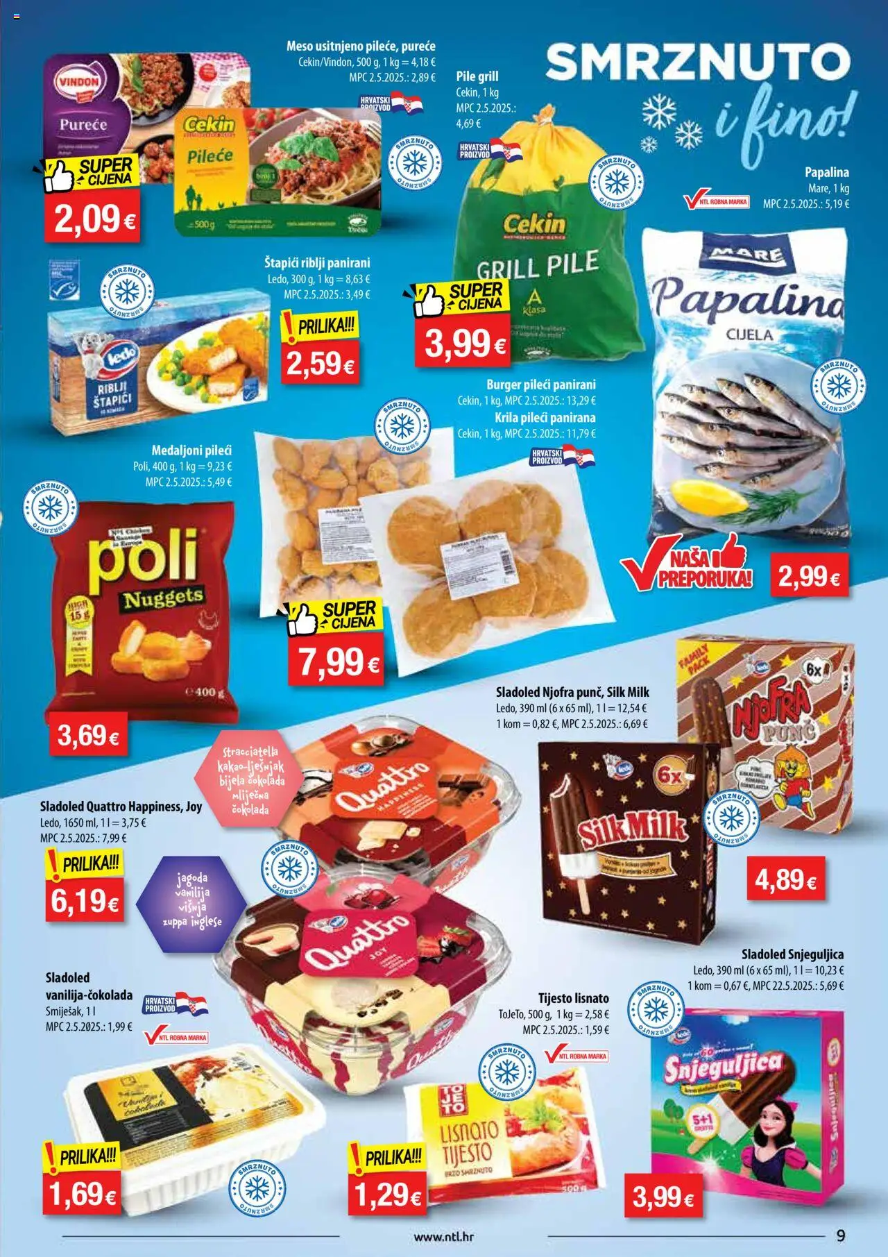 NTL katalog | vrijedi od 10.09.2025 | Stranica: 9 | Proizvodi: Meso, Ledo, Sladoled, Štapići
