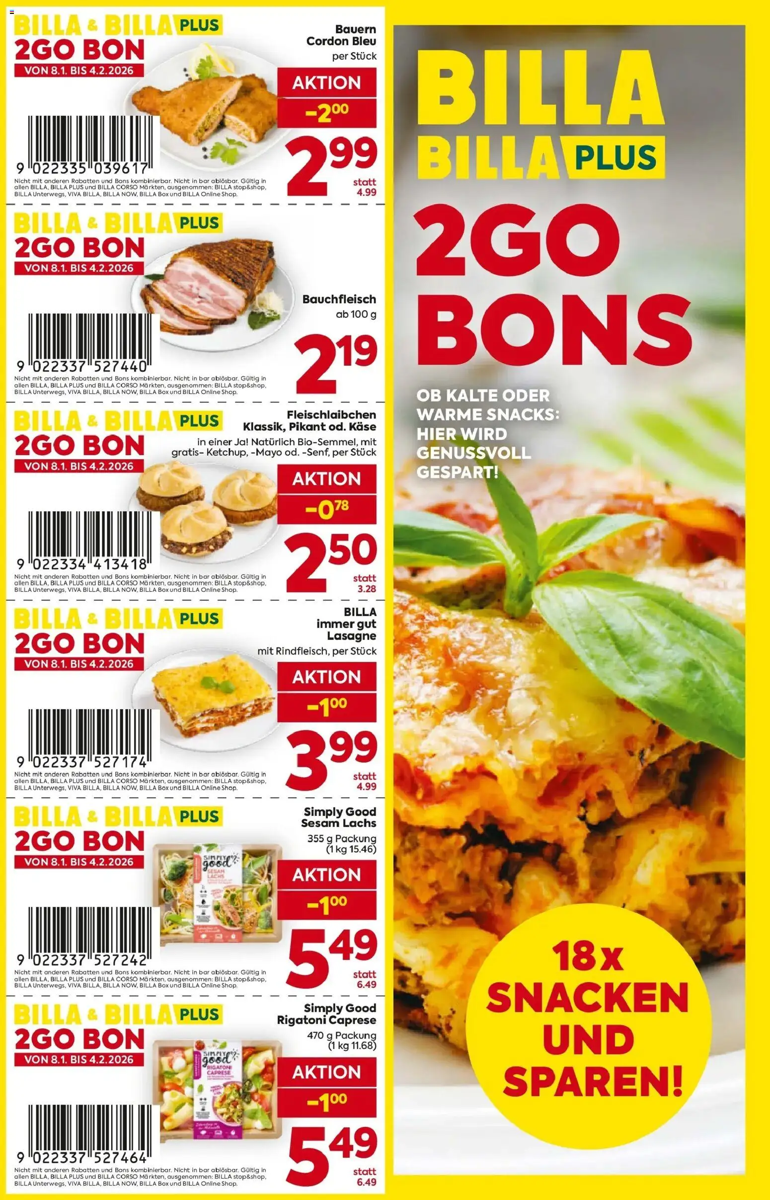 Billa 2Go Bons gültig ab 08.01.2026 | Seite: 1 | Produkte: Box, Käse