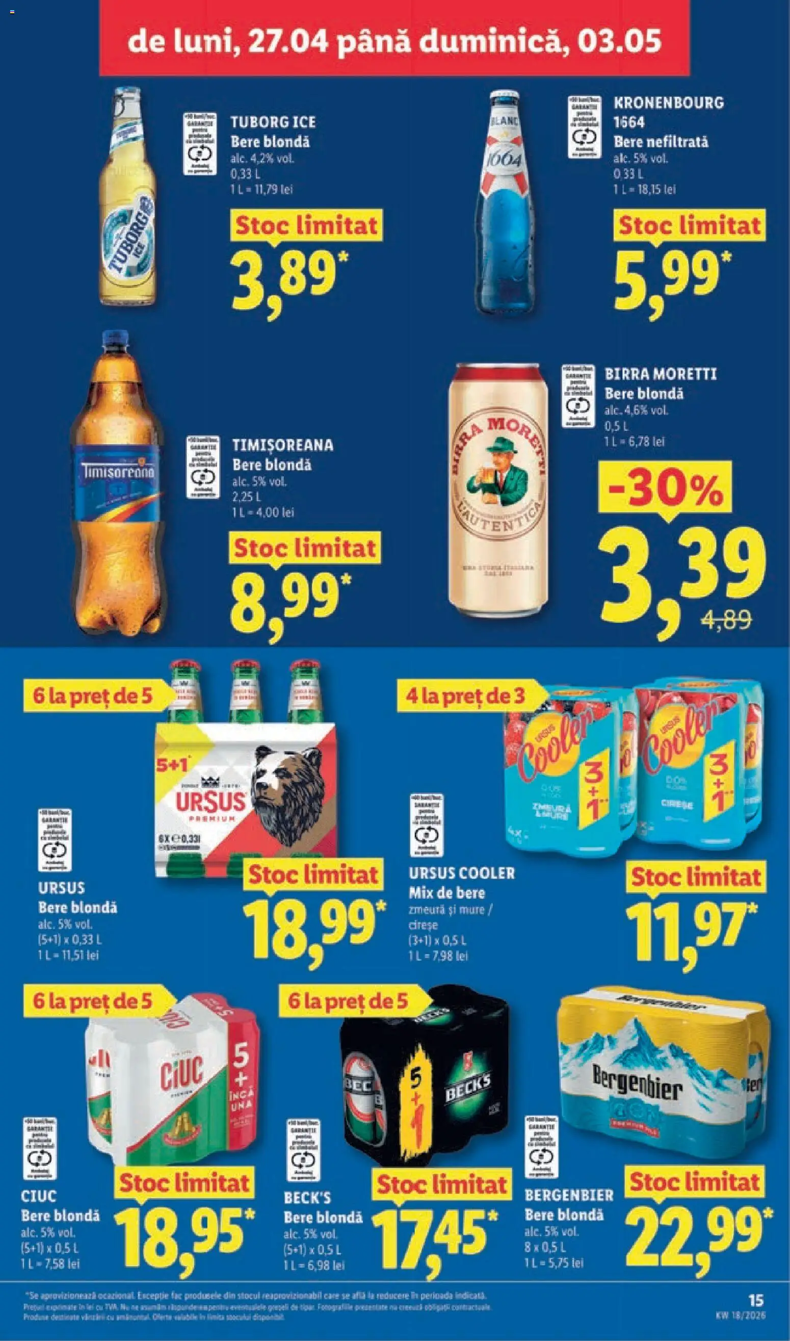 Noul catalog Lidl – valabil de la 27.04.2026 | Pagină: 15 | Produse: Zmeură, Bere, Plastik Kulübe, Cireșe