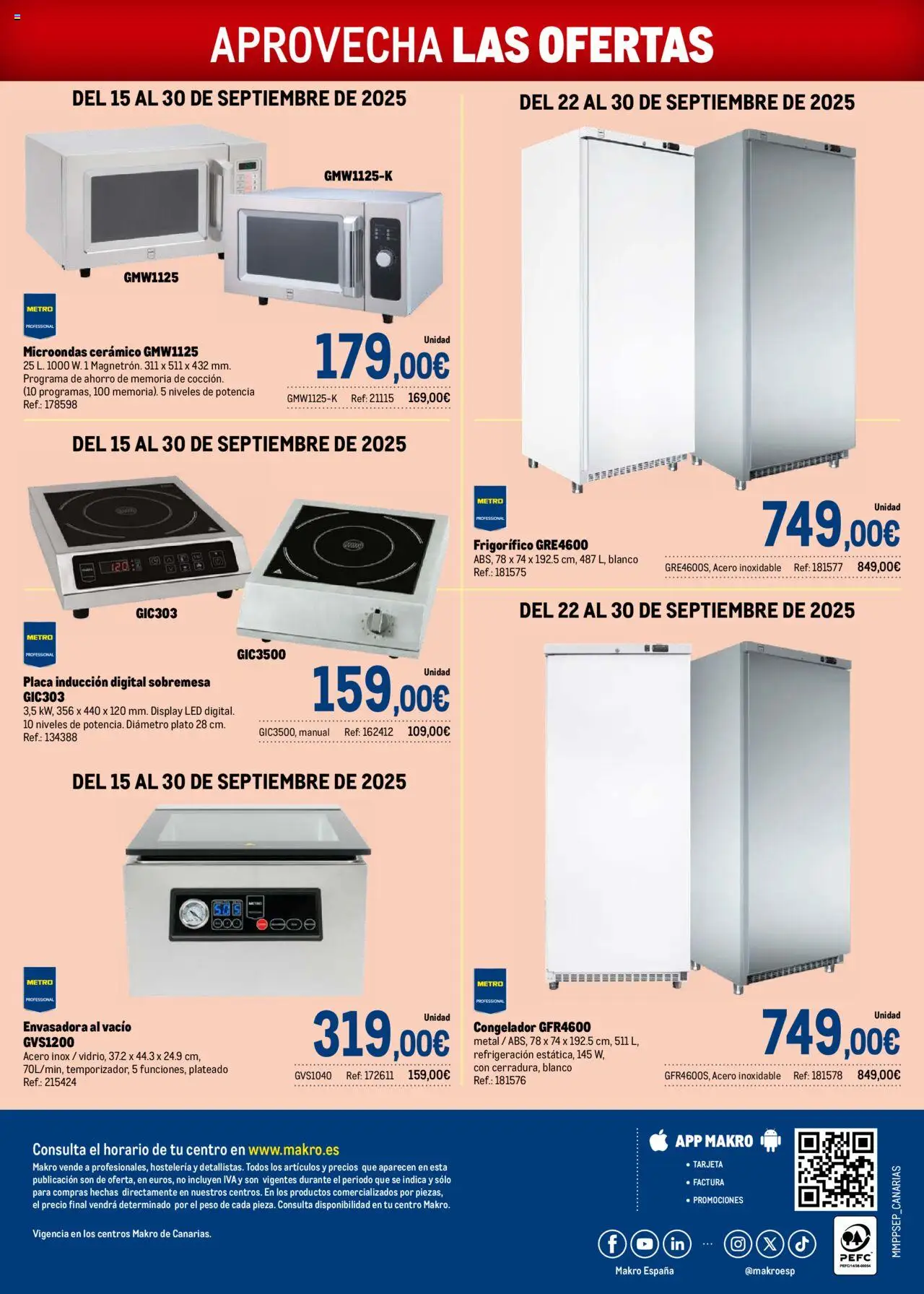 Makro - Oferta especial septiembre Canarias │ válido desde el 15.09.2025 | Página: 4 | Productos: Congelador, Peso