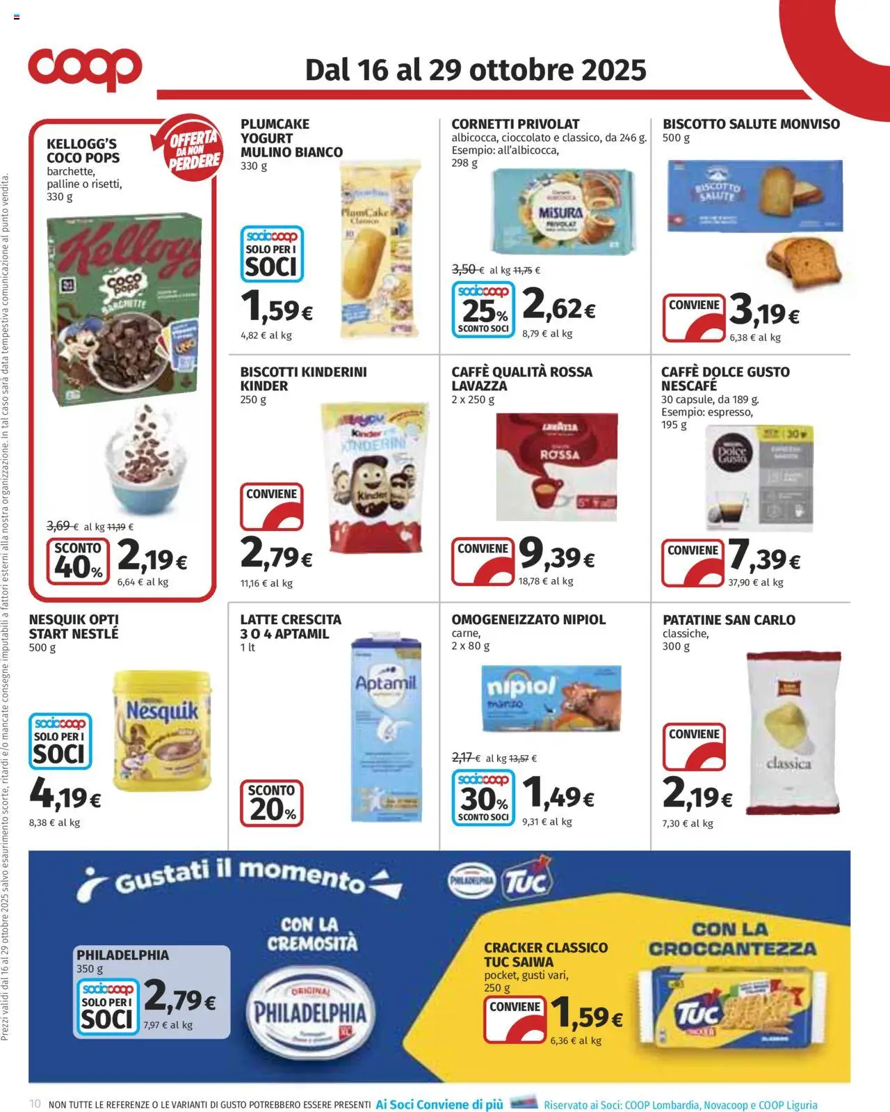 Volantino COOP del 16.10.2025 | Pagina: 10 | Prodotti: Yogurt, Patatine, Biscotti, Data