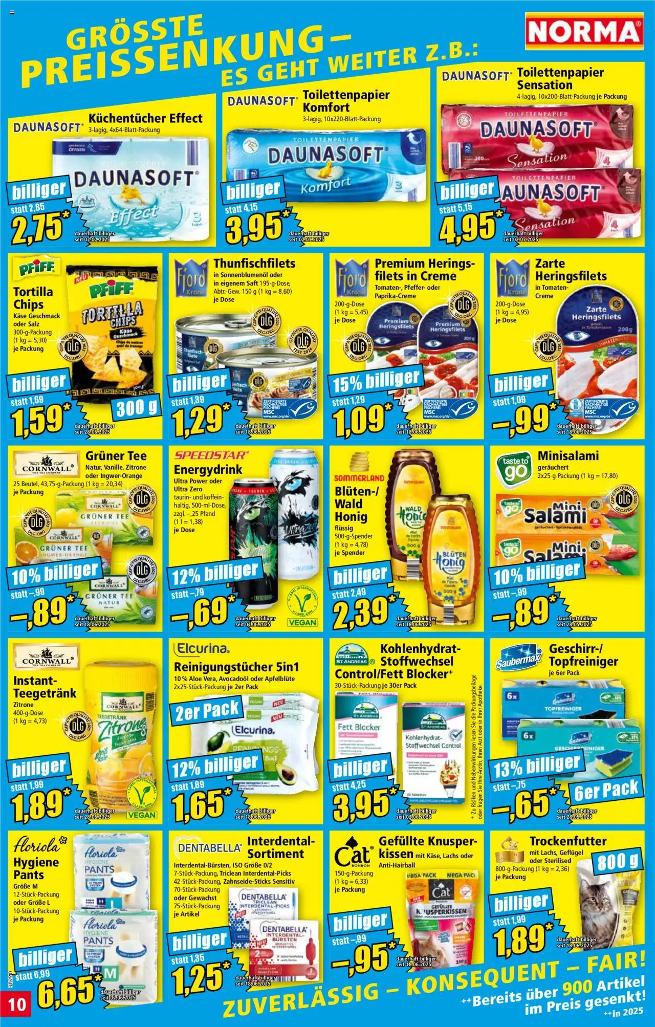Norma Prospekt 	 - gültig ab dem 28.07.2025 | Seite: 10 | Produkte: Käse, Sonnenblumenol, Creme, Toilettenpapier