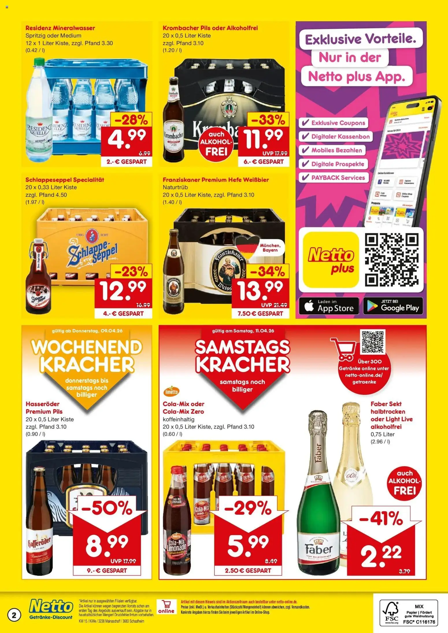 Netto Marken-Discount Prospekt Mainaschaff	 – gültig ab 07.04.2026 | Seite: 2 | Produkte: Franziskaner, Weißbier, Hefe weissbier, Krombacher
